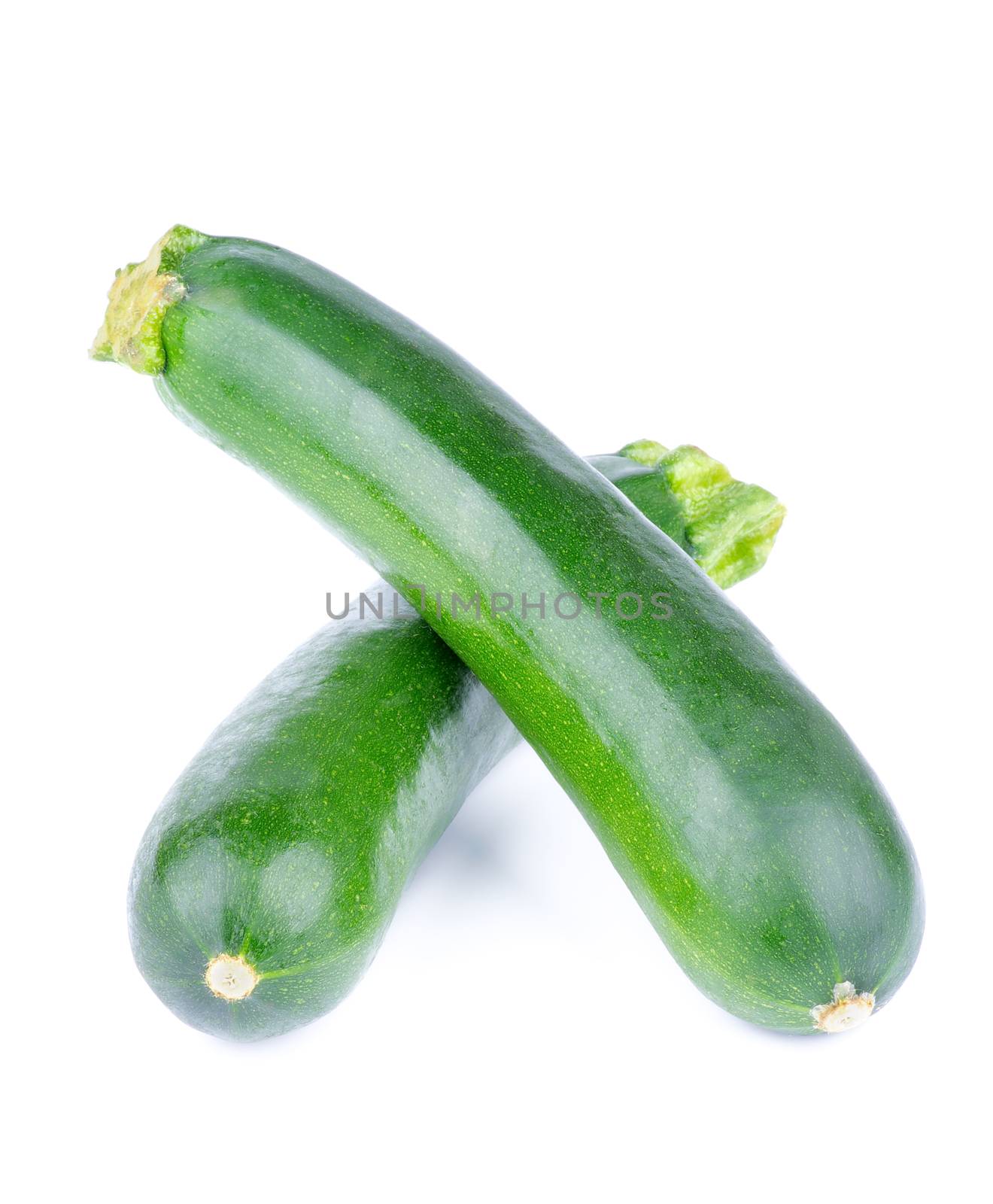 Two Ripe Zucchini isolated on white background