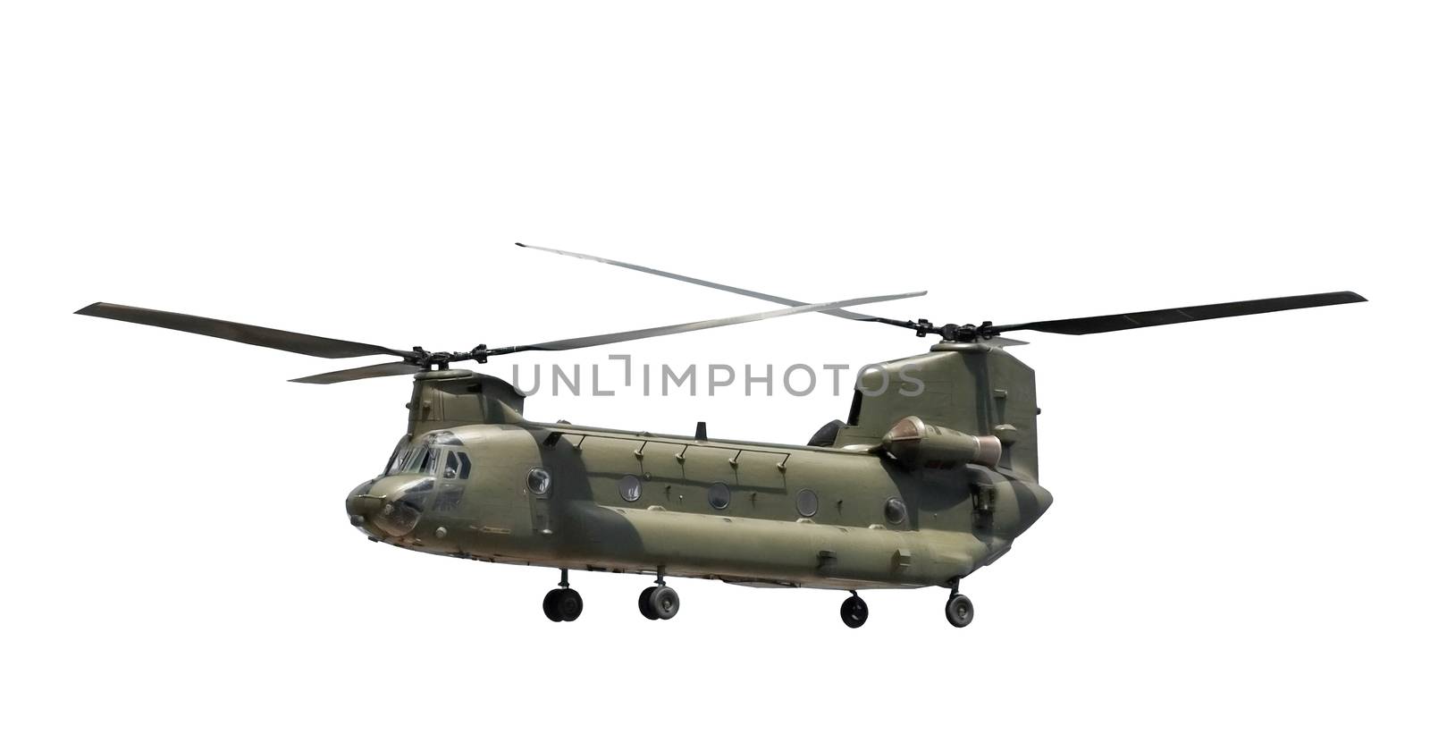 large military cargo helicopter isolated on white