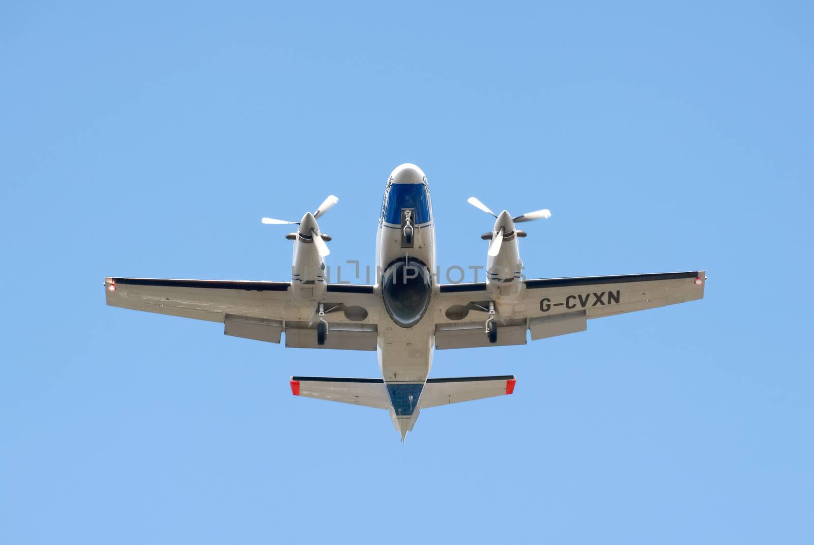 Farnborough, UK - July 16, 2010: Reims F406 Scottish fishery protection aircraft arriving as part of the static display at the Farnborough Airshow, UK