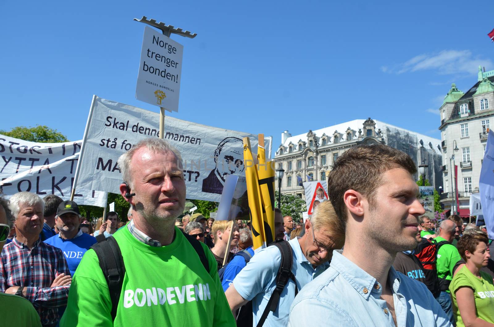 Norwegian farmers protest the Norwegian government's agricultural policies during a rally organized by the Norwegian Agrarian Association (Norsk Bondelag) in front of the Norwegian parliament in Oslo.