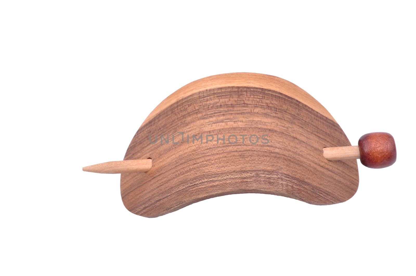 wooden barrette isolated on white background
