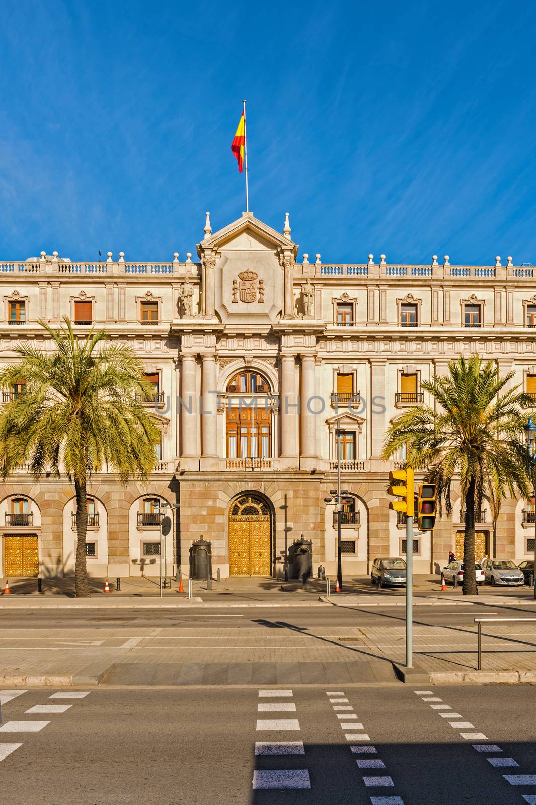 Barcelona, Spain - April 6, 2014:  Local authority building in Barcelona, Spain on sunny day in April 6, 2014.