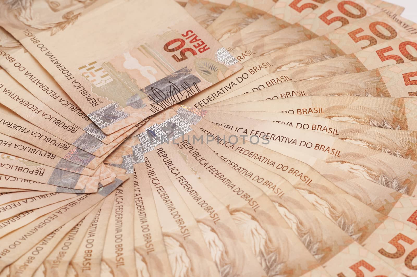 A few bills of brazilian currency (real)