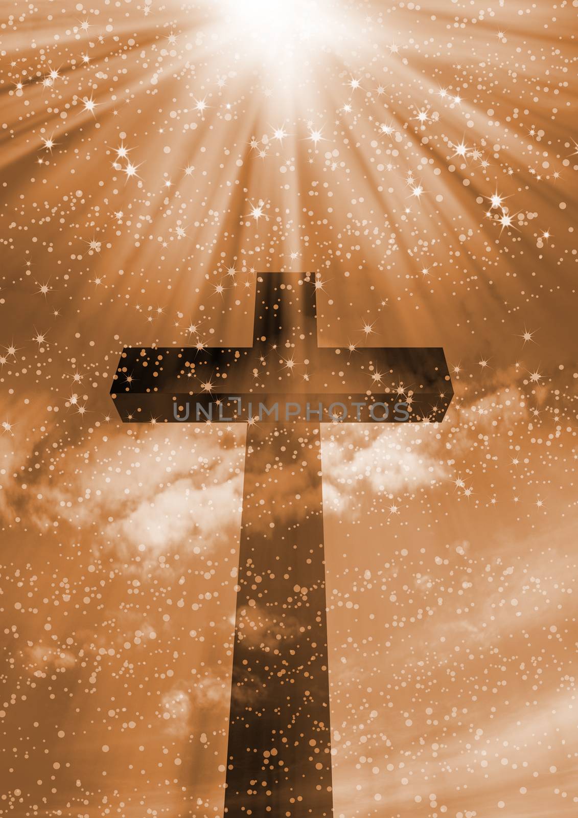 The cross with clouds background- Christian cross