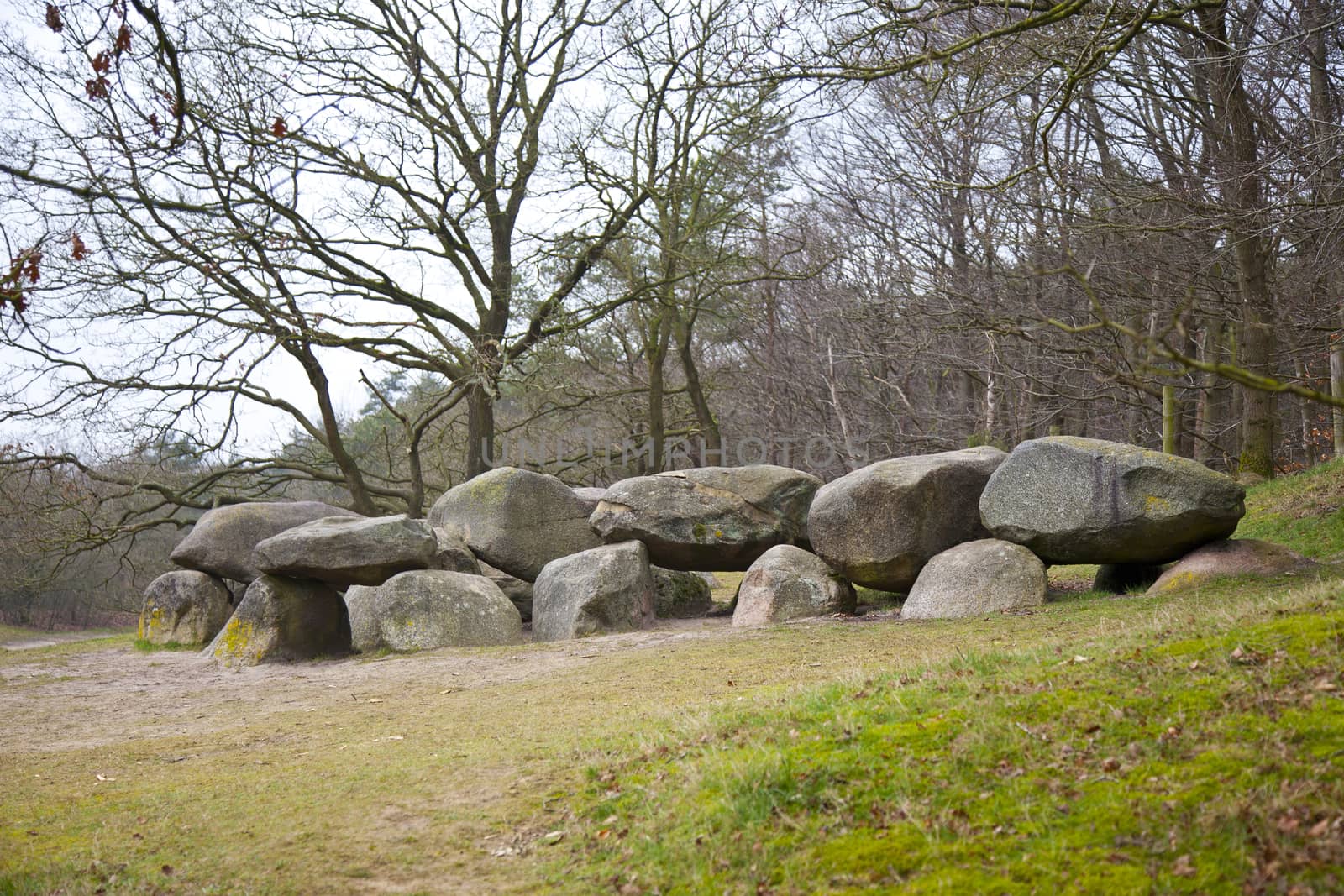 Old stone grave dolmen in Drenthe, The Netherlands