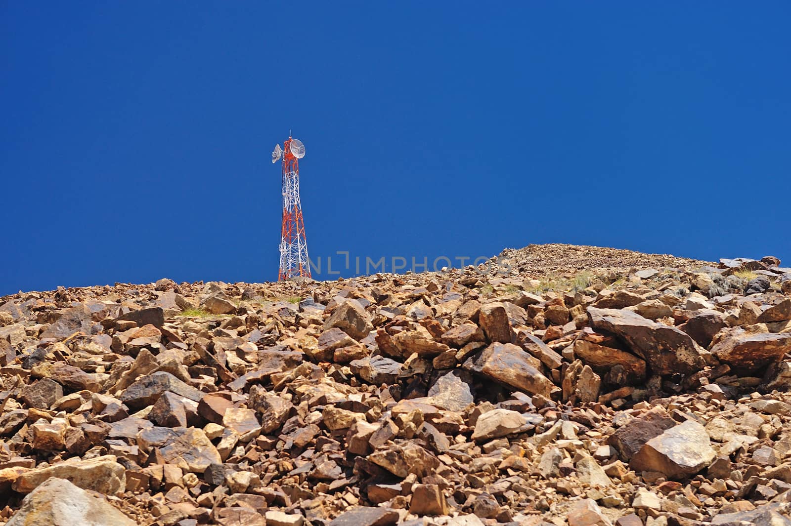 Tower of telecommunications on mountain, leh, ladakh, india by think4photop