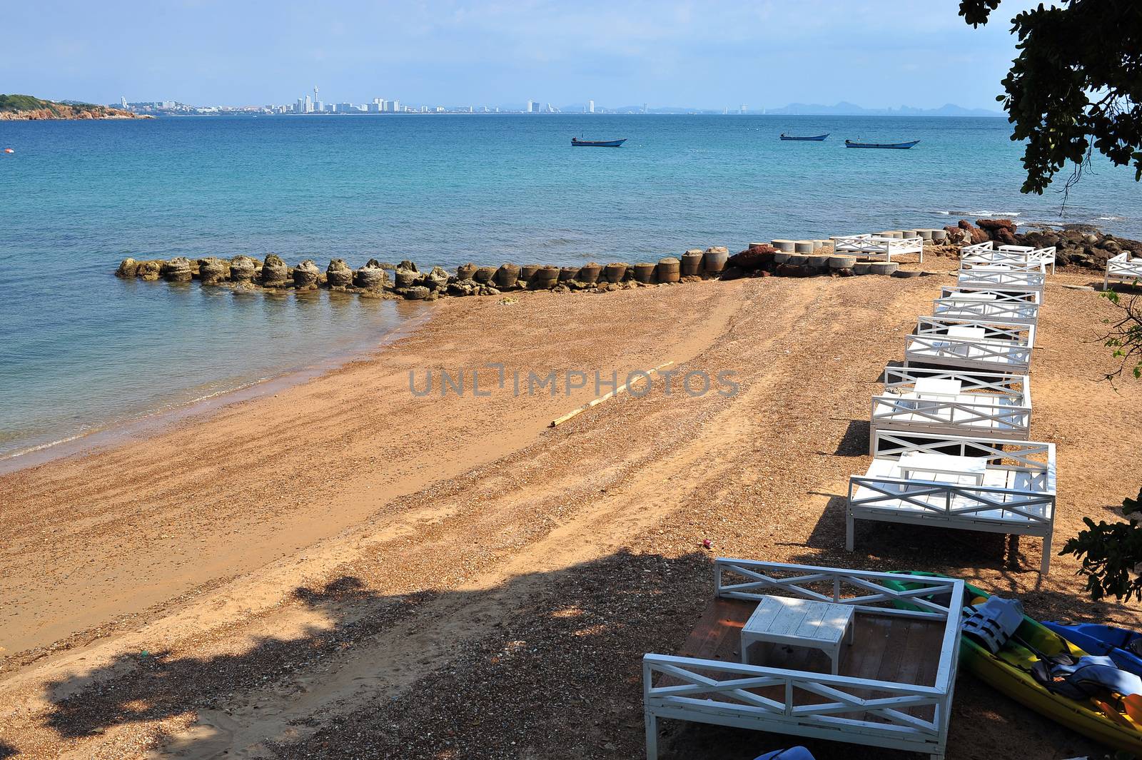 Seascape in blue sky day at Koh Larn, Pattaya, Thailand by think4photop