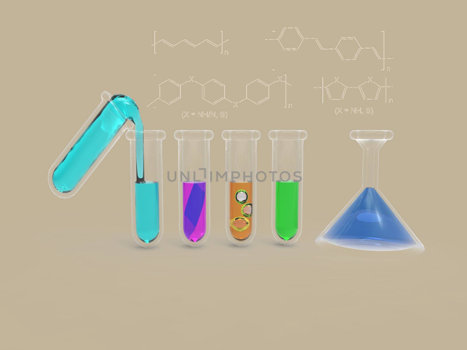 Illustration of a test tube Science with a flamboyant