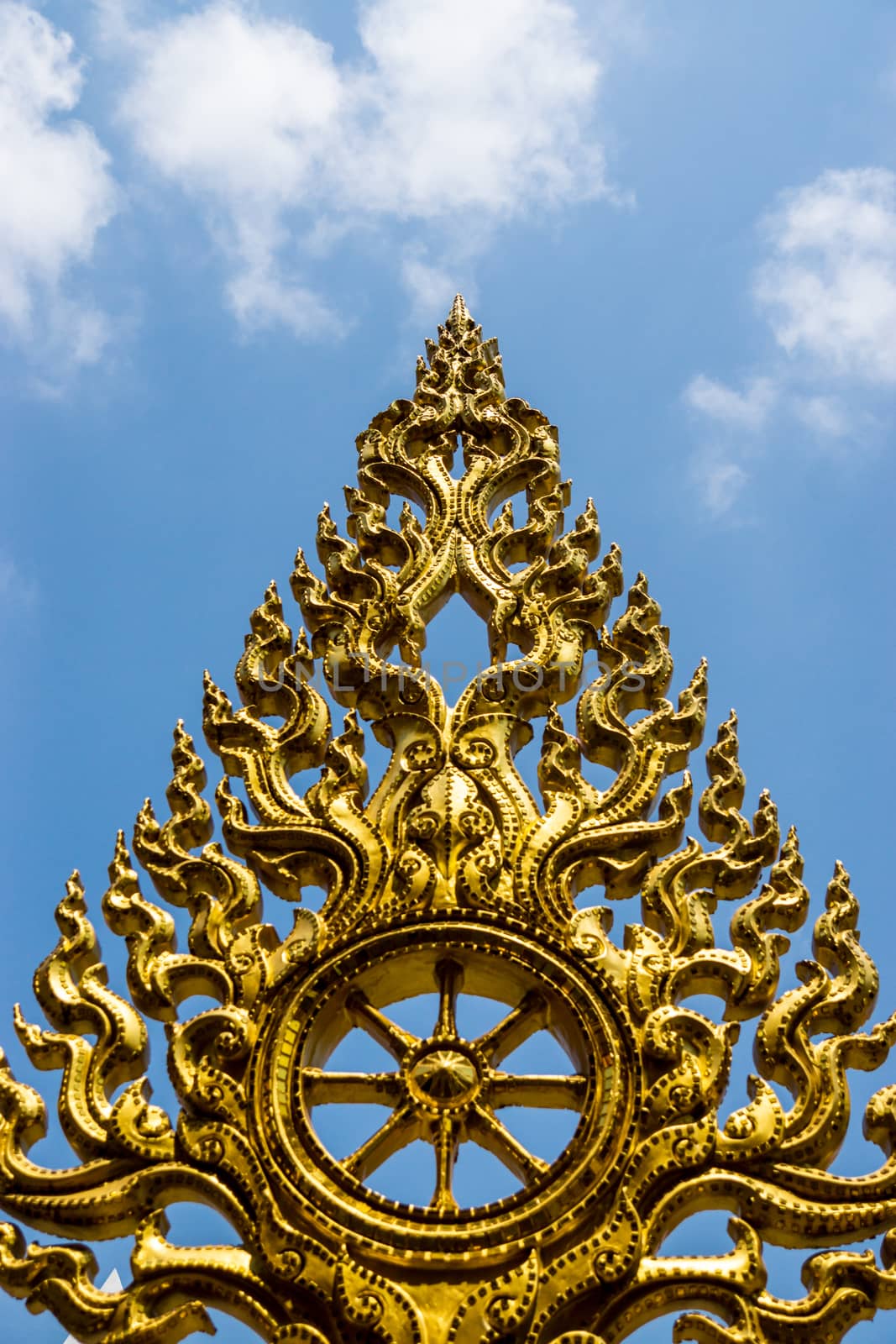 stucco work in thai art that usually decorated with mirror and precious stone or gold leaf,Chiang rai temple,Thailand