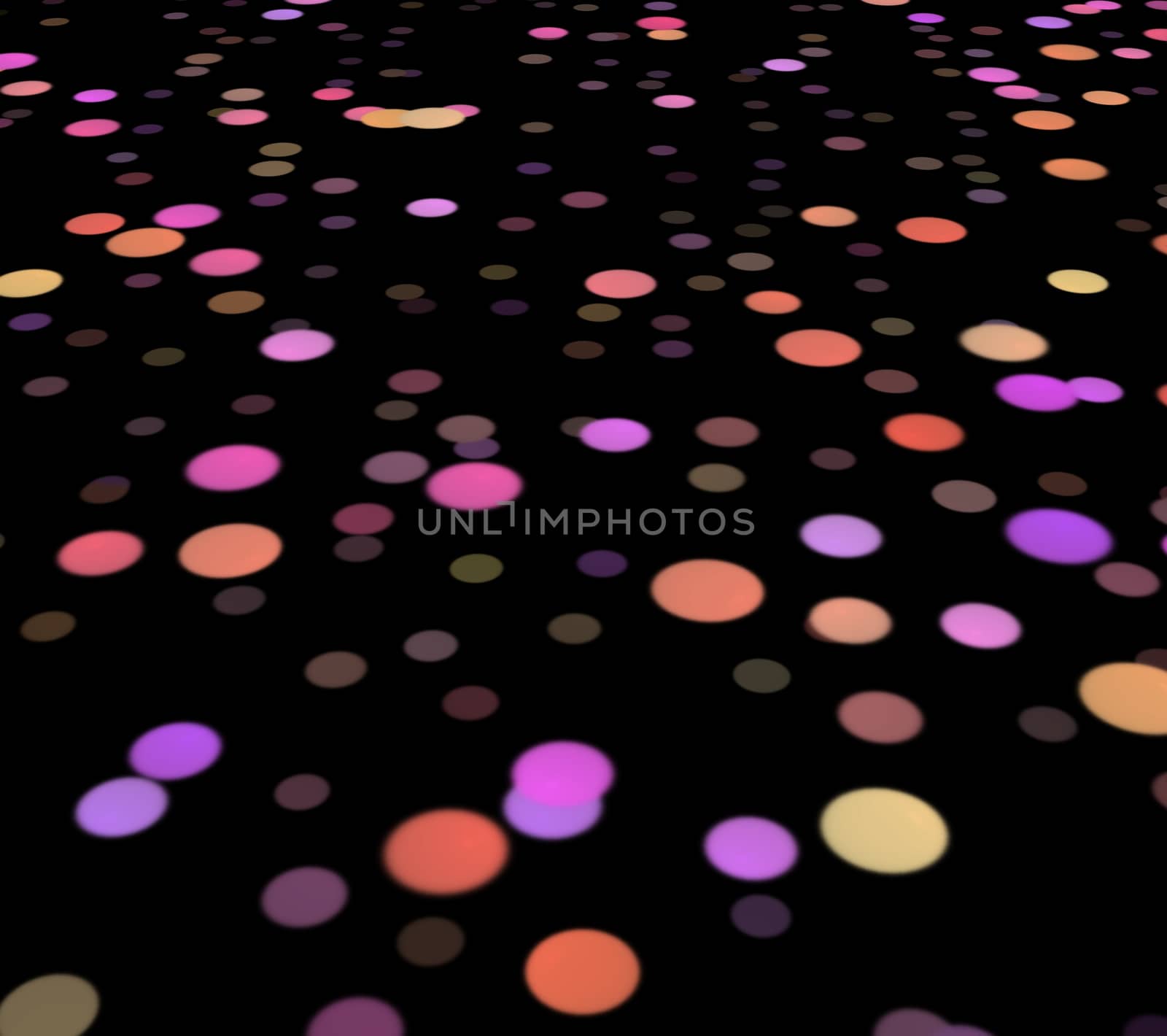 
Colored circles on a black background on the surface, going up