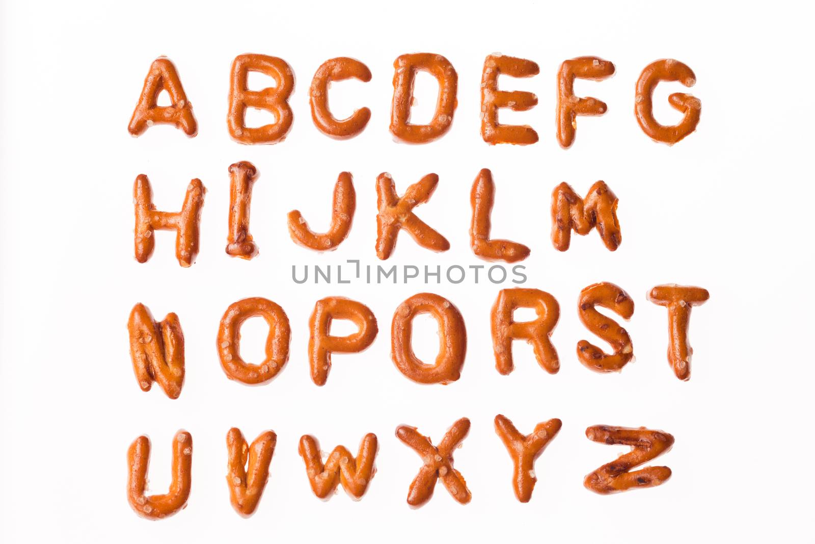 Alphabet pretzel character letter font snacks by PiLens