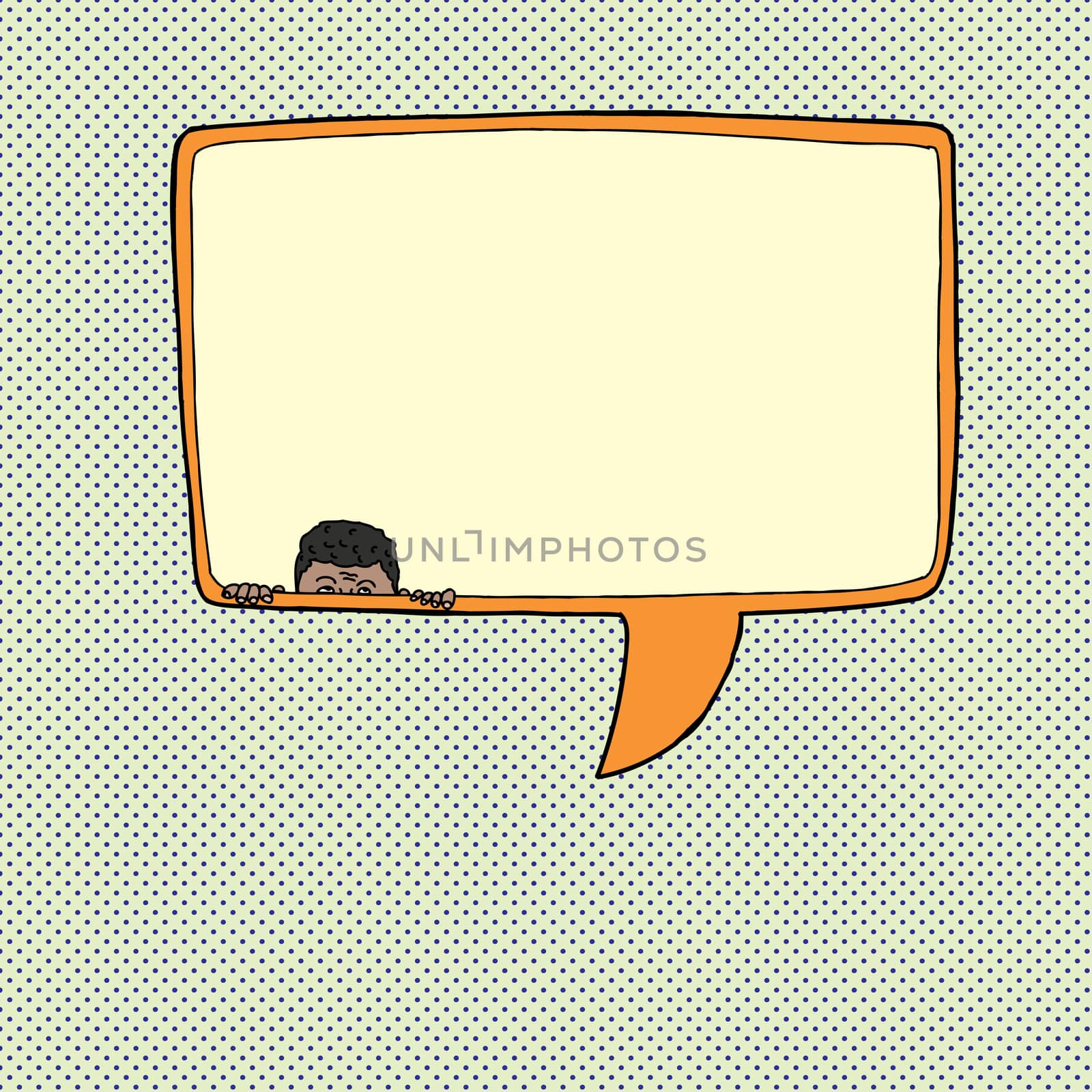Symbol of man listening to conversation in a word bubble