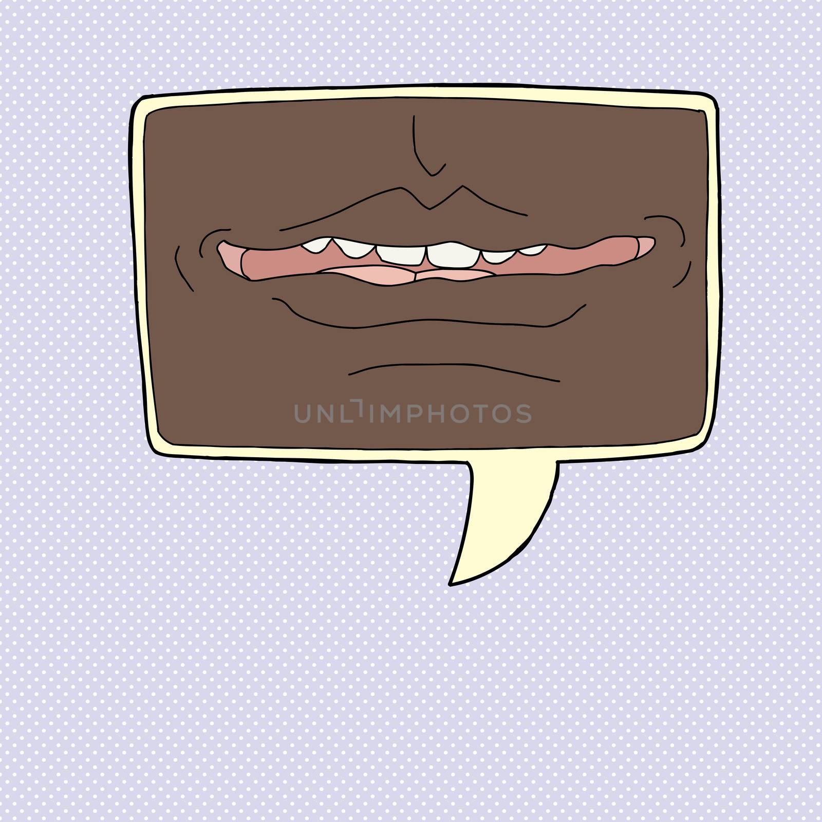 Mouth close up in cartoon word bubble