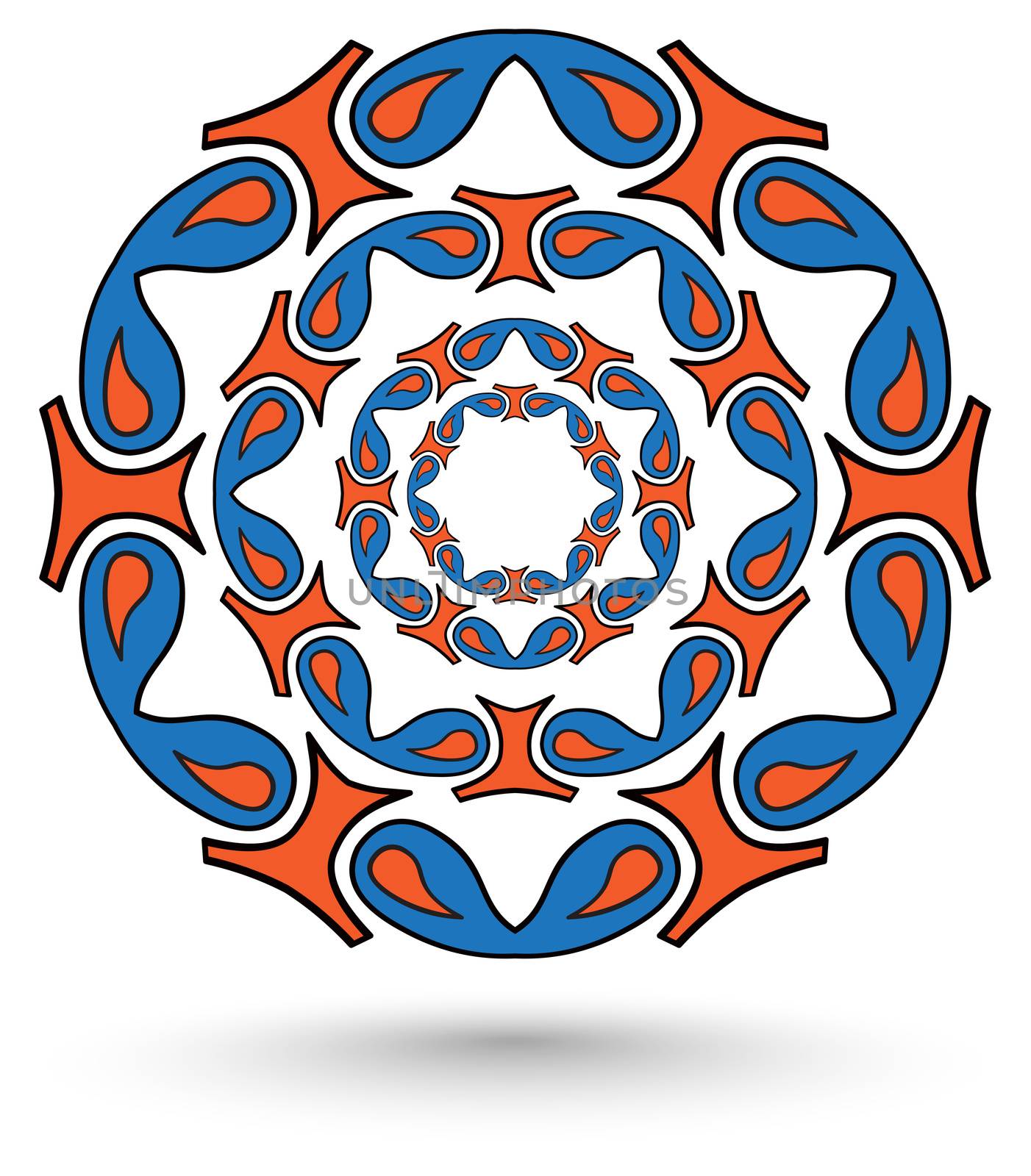 abstract mandala tribal blue and orange color