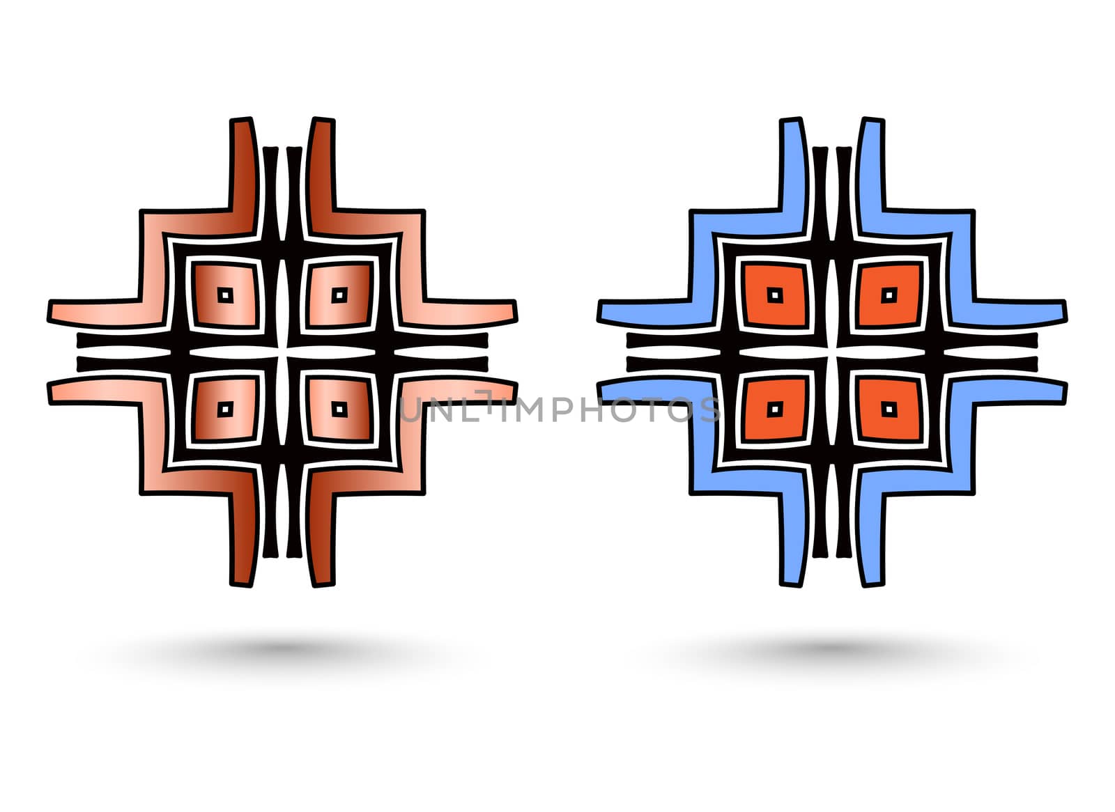 two abstract inca cross two color versions