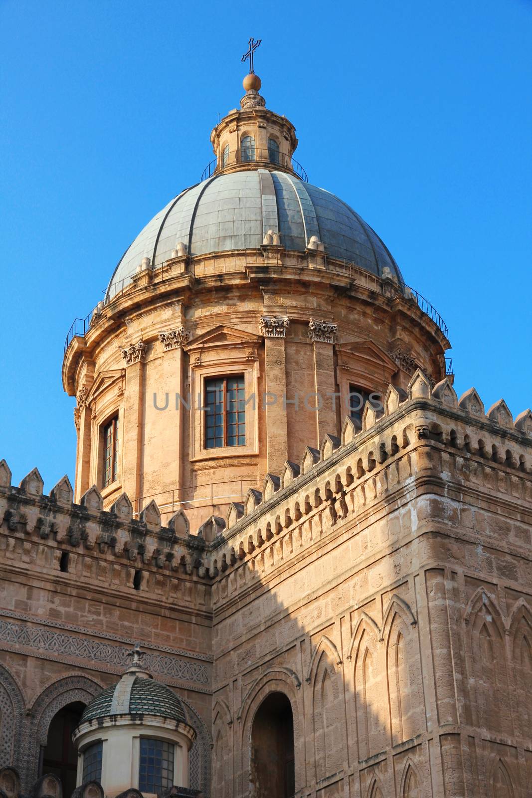 Italy. Sicily island. Palermo city. Cathedral (Duomo) at sunset