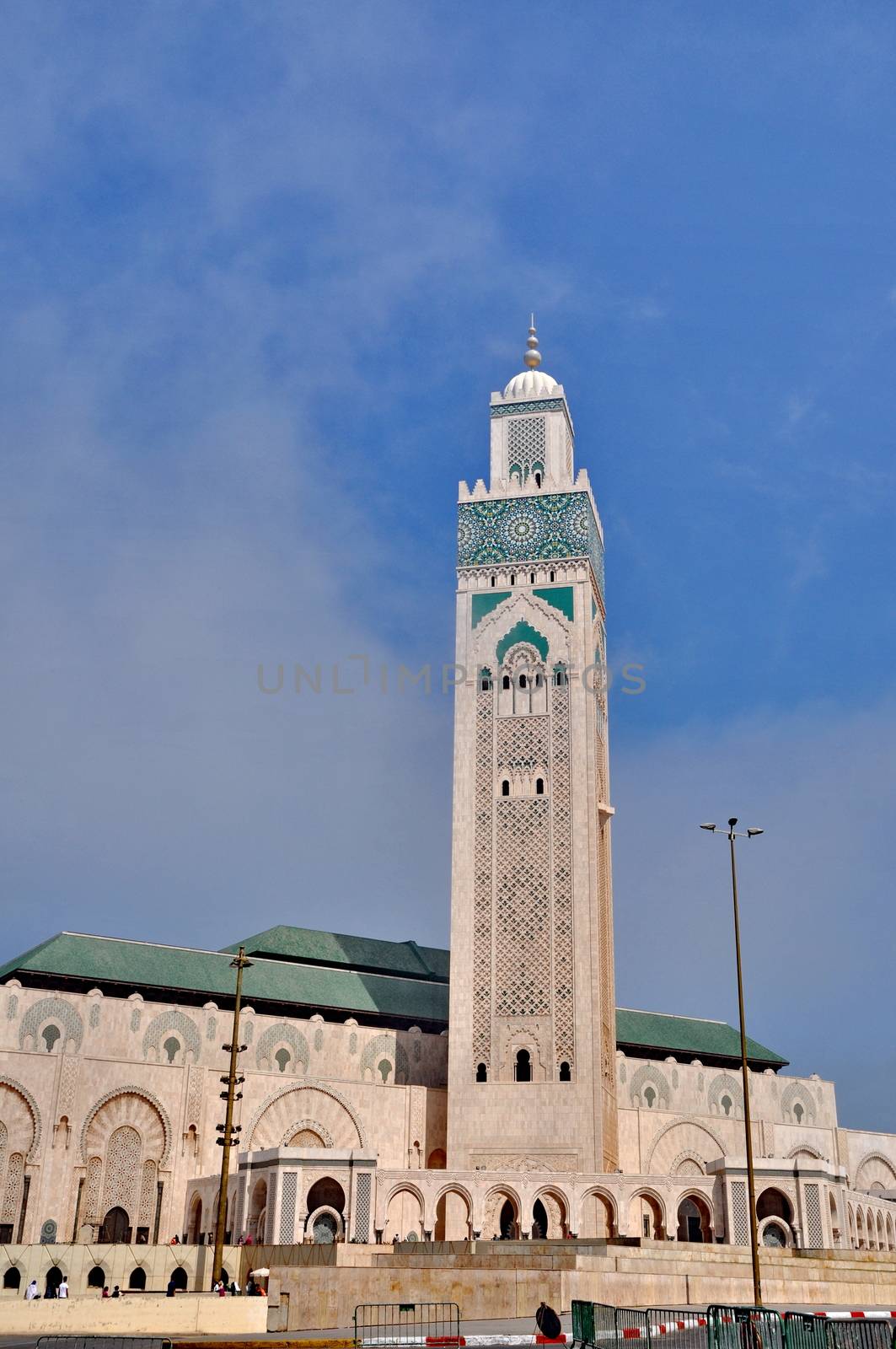 The Hassan II Mosque, located in Casablanca is the largest mosque in Morocco and the third largest mosque in the world