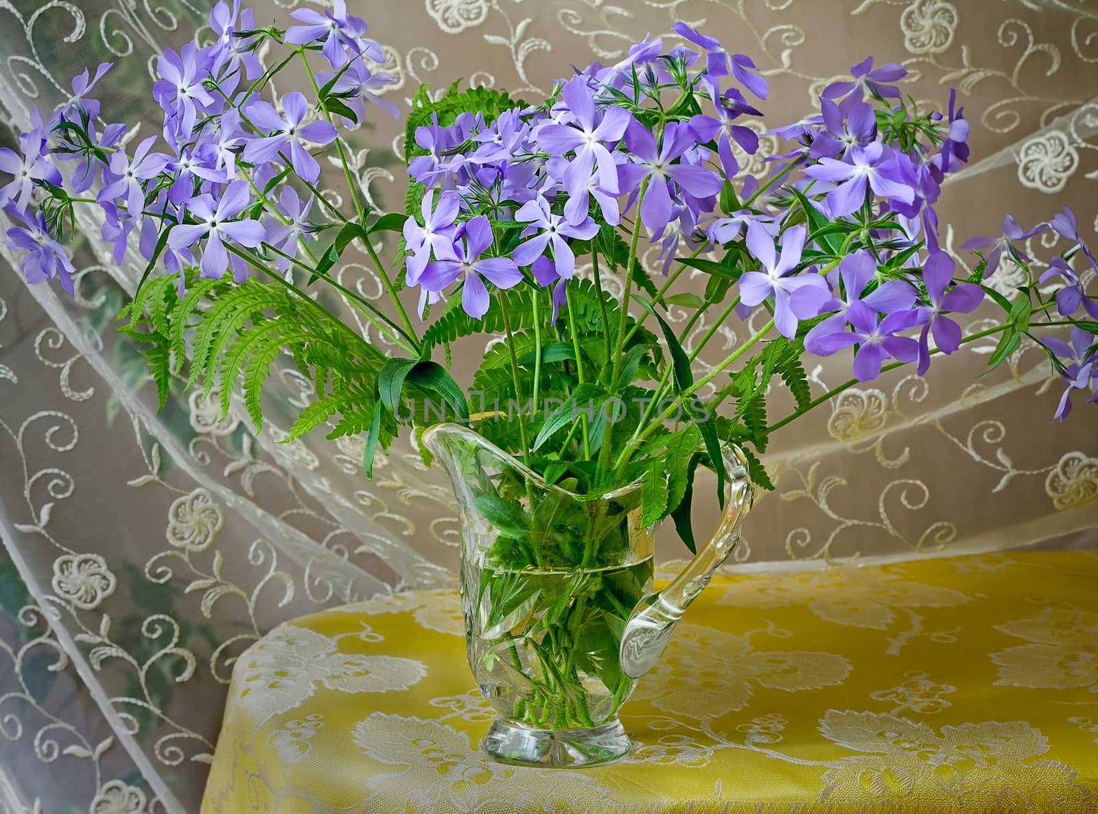 Blossoming violets in a crystal vase. by georgina198
