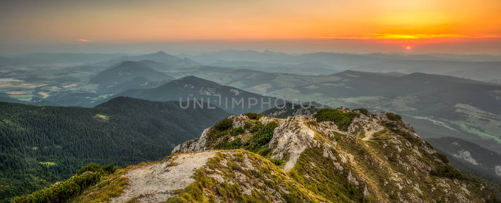 landscape, view from Sivy vrch at sunset