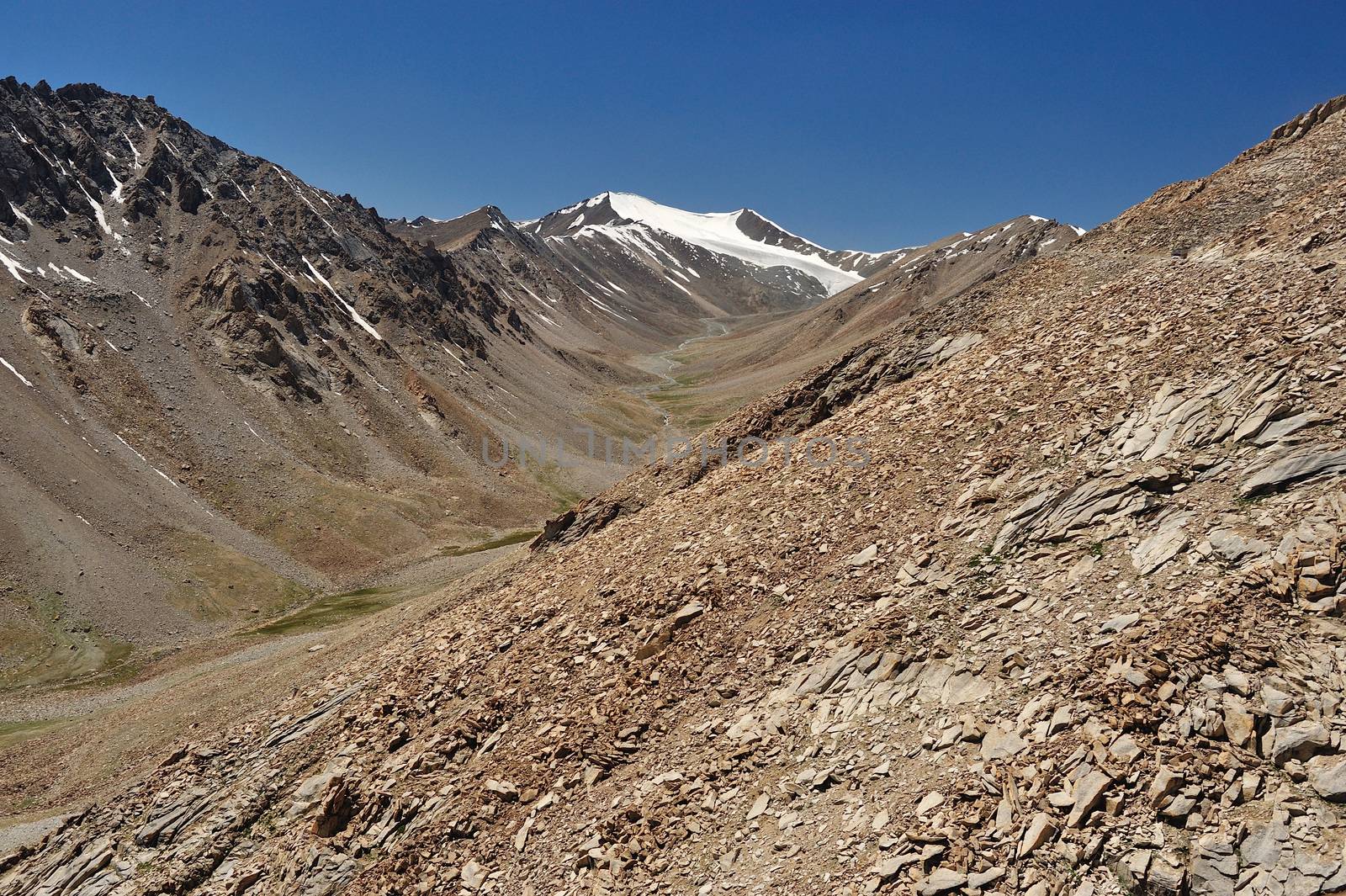 Beautiful scenic view of Leh valley, Ladakh range, Jammu & Kashmir, Northern India