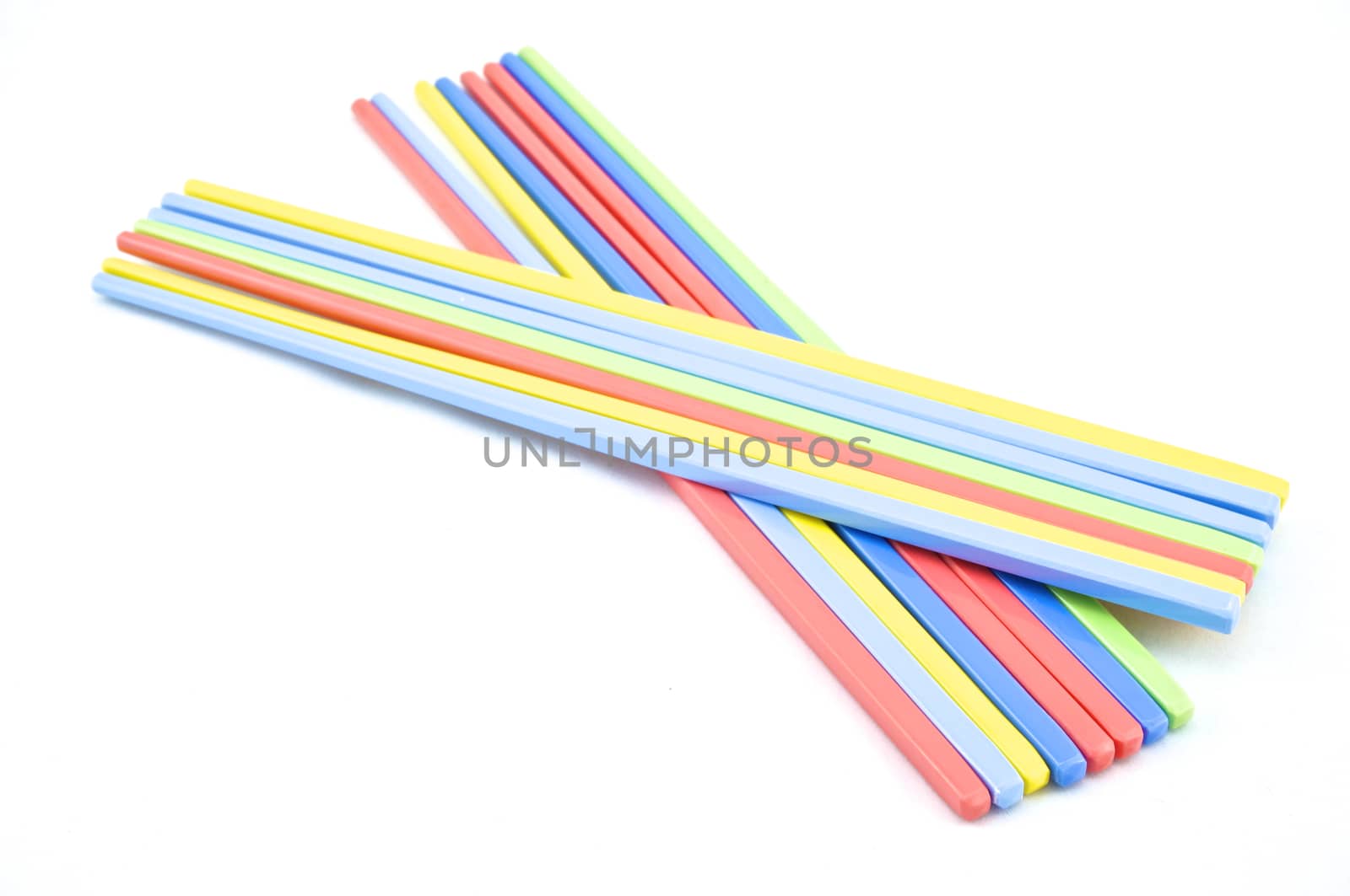 Plastic chopsticks are beautifully colored and easy.