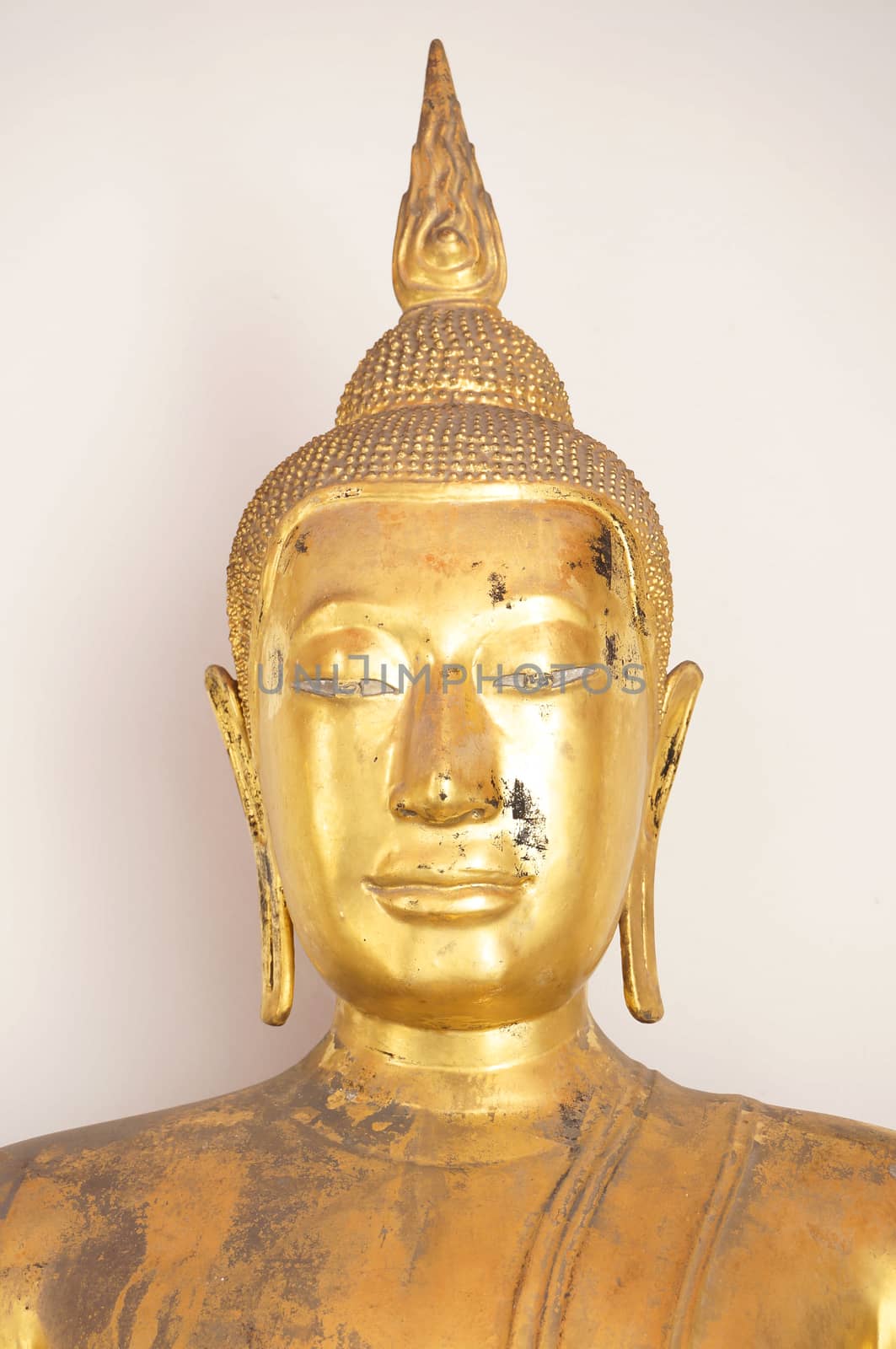 Golden Buddha at Wat Pho in long awaiting restoration. Bangkok, Thailand