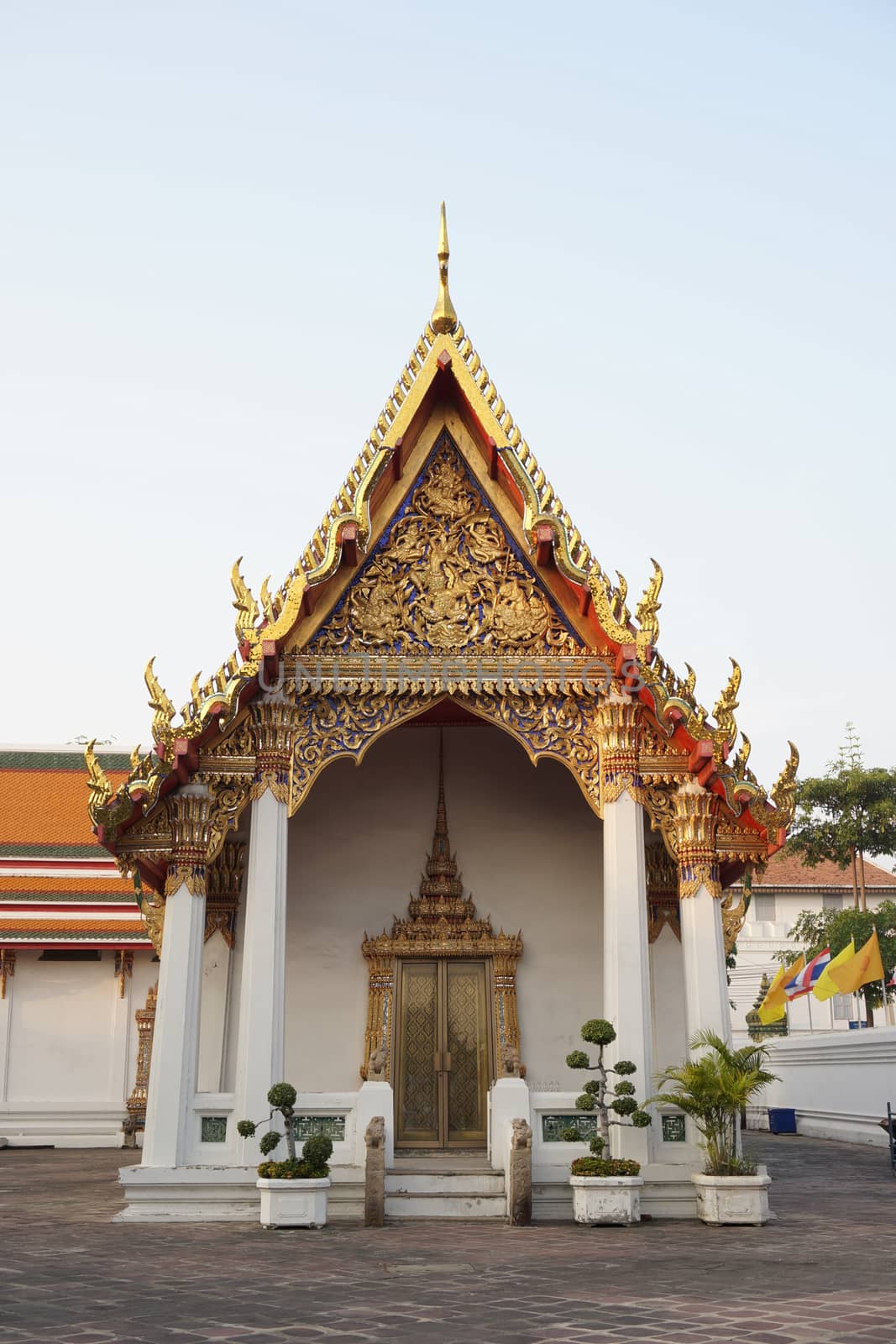 Church in Wat Pho decorated in gold and red by eaglesky