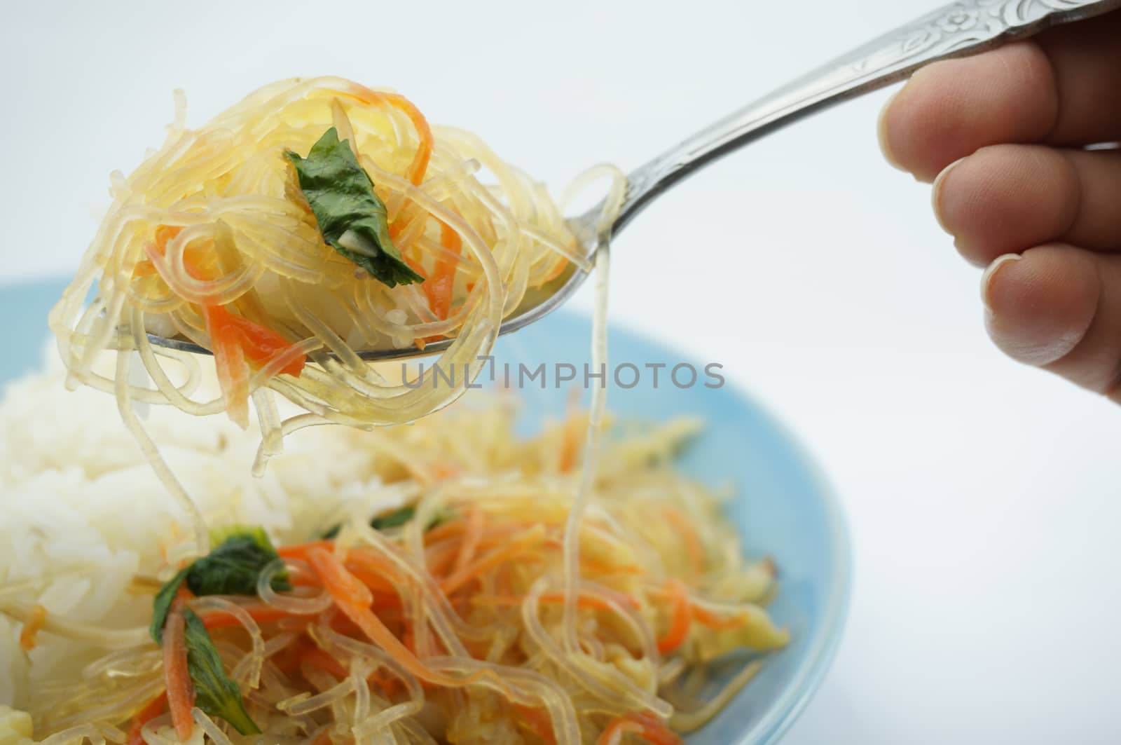 Eating Vegetarian fried vermicelli gives you strong and healthy.