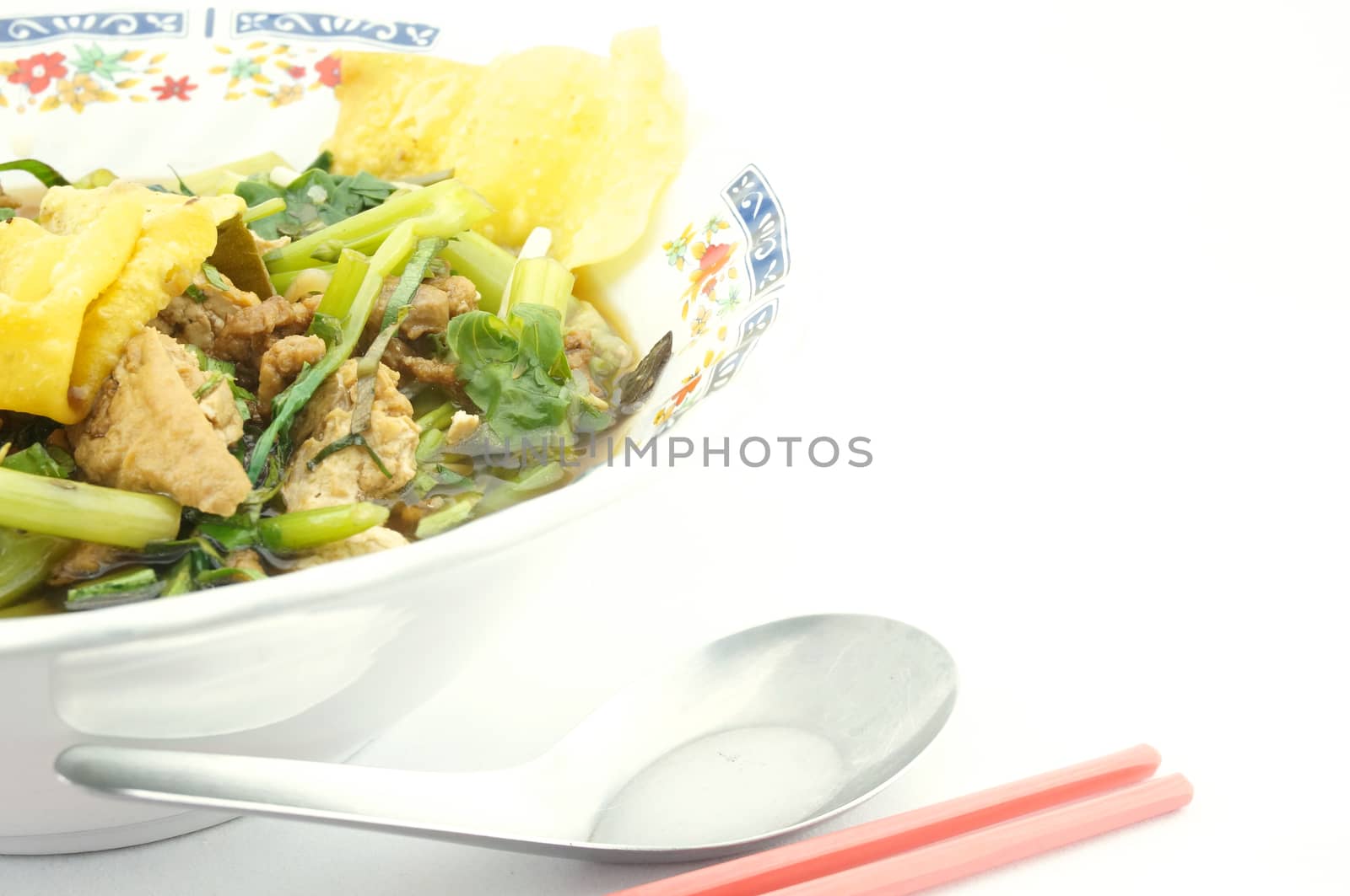 Fine Cut White Rice Noodle Soup Vegetarian by eaglesky