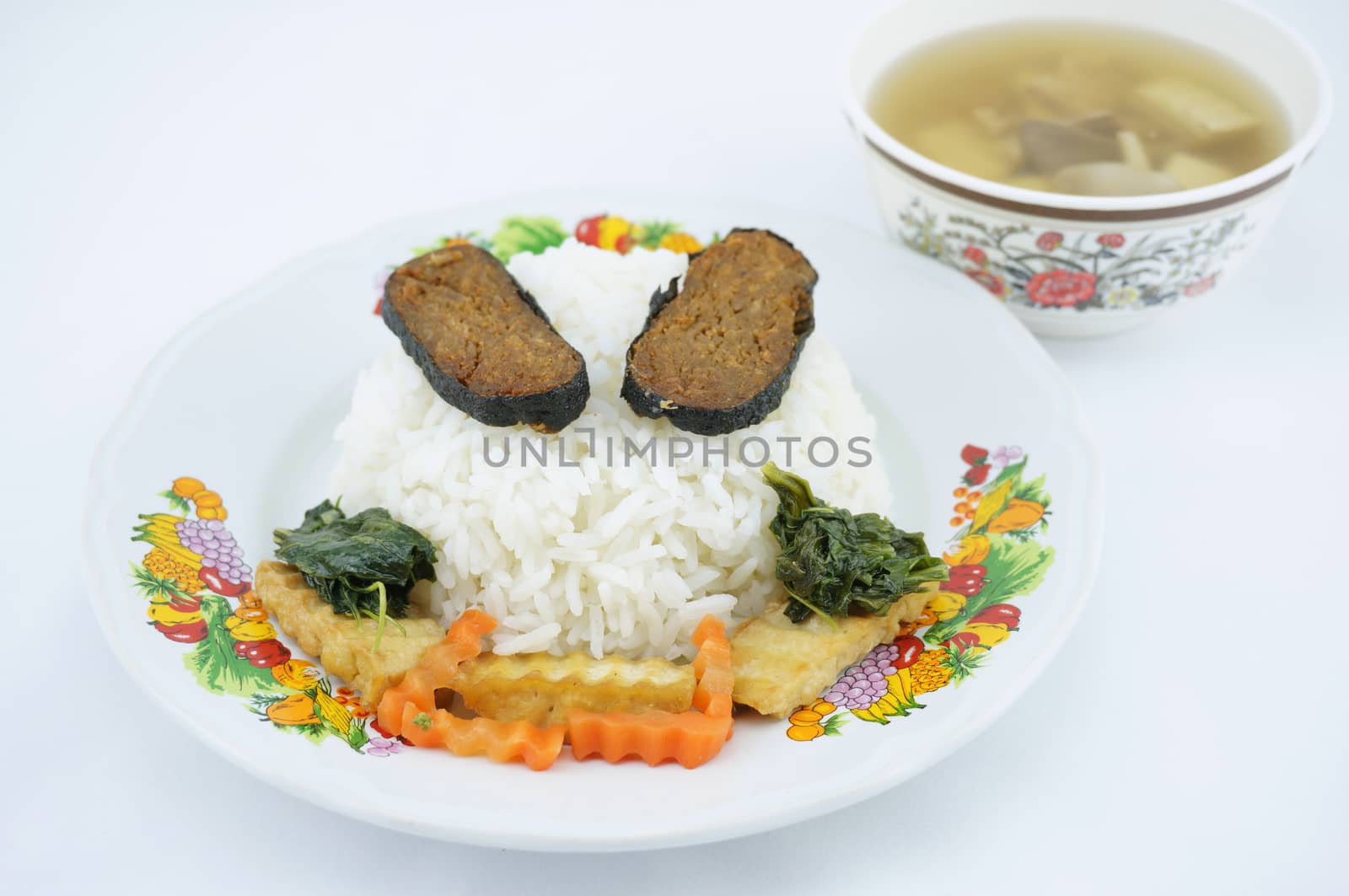 Rice with vegetarian and soup by eaglesky