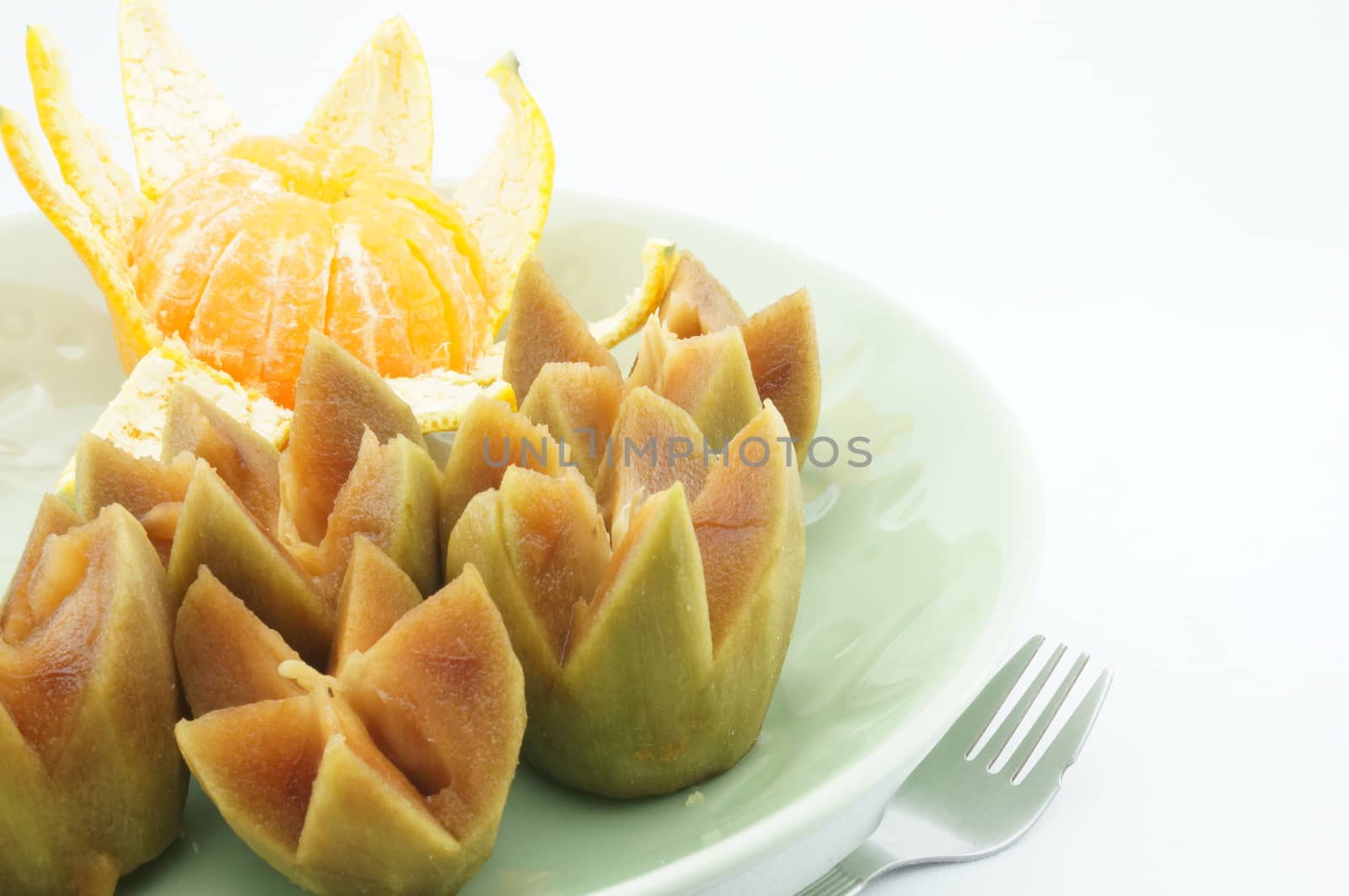 Sweet sapodilla and oranges as snacks healthy.