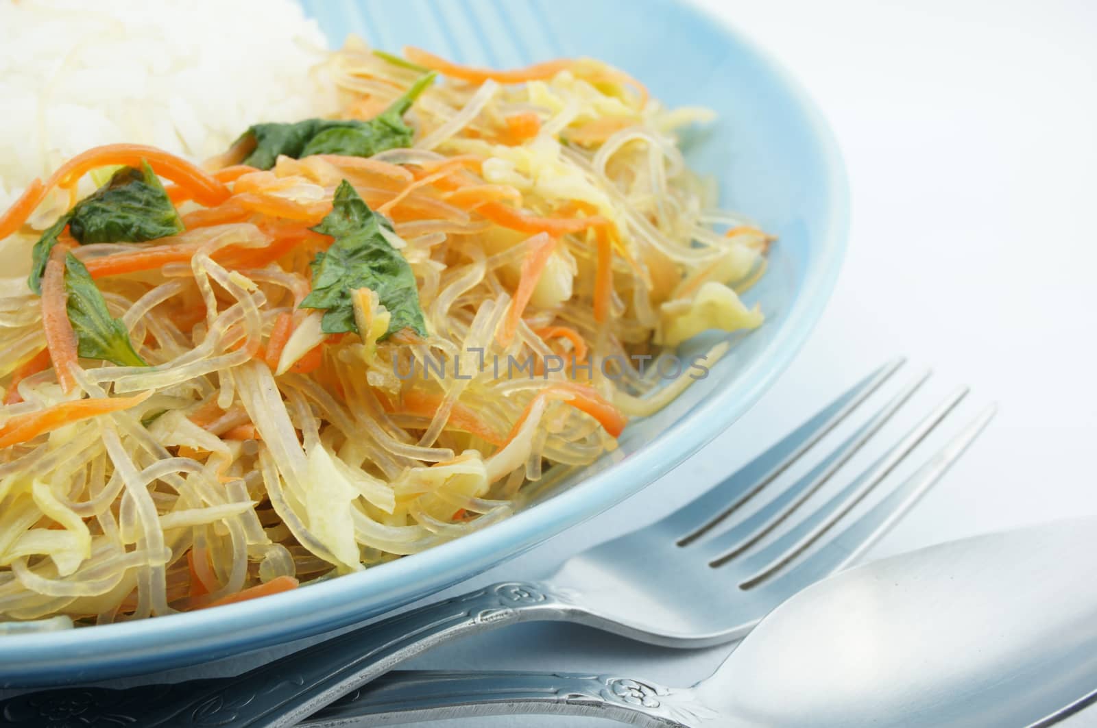 Vegetarian fried vermicelli with rice by eaglesky