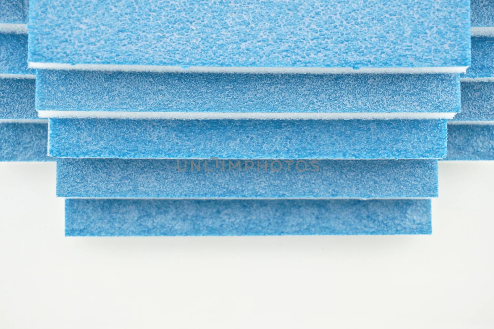 Blue solid sponge prevent from bumping put as staircase abstract background texture.