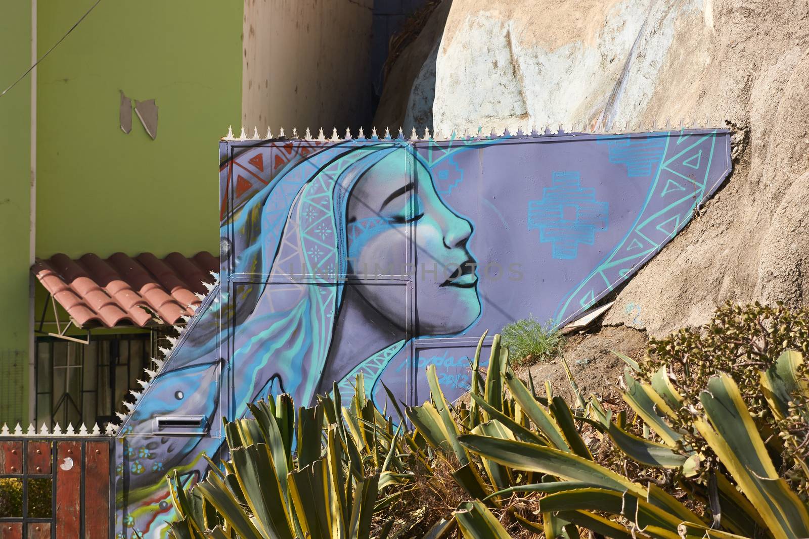 Colourful murals decorating the streets of the world heritage city of Valparaiso in Chile