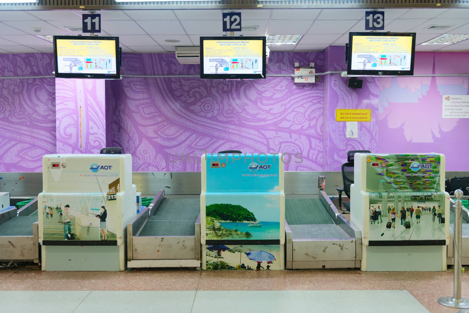 PHUKET, THAILAND - 21 NOV 2013: Check-in desks in Phuket international airport