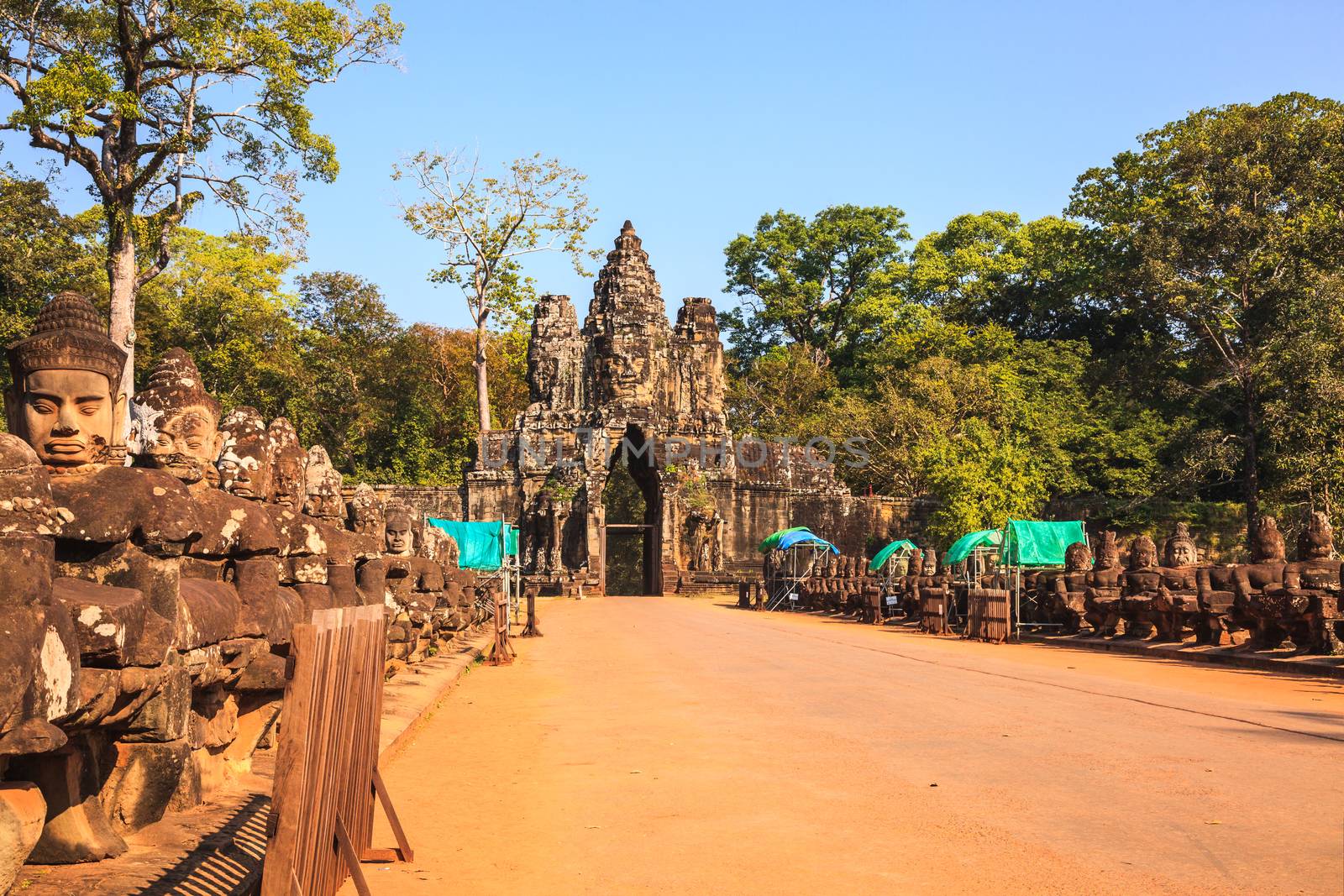 Gate of angkor thom in cambodia