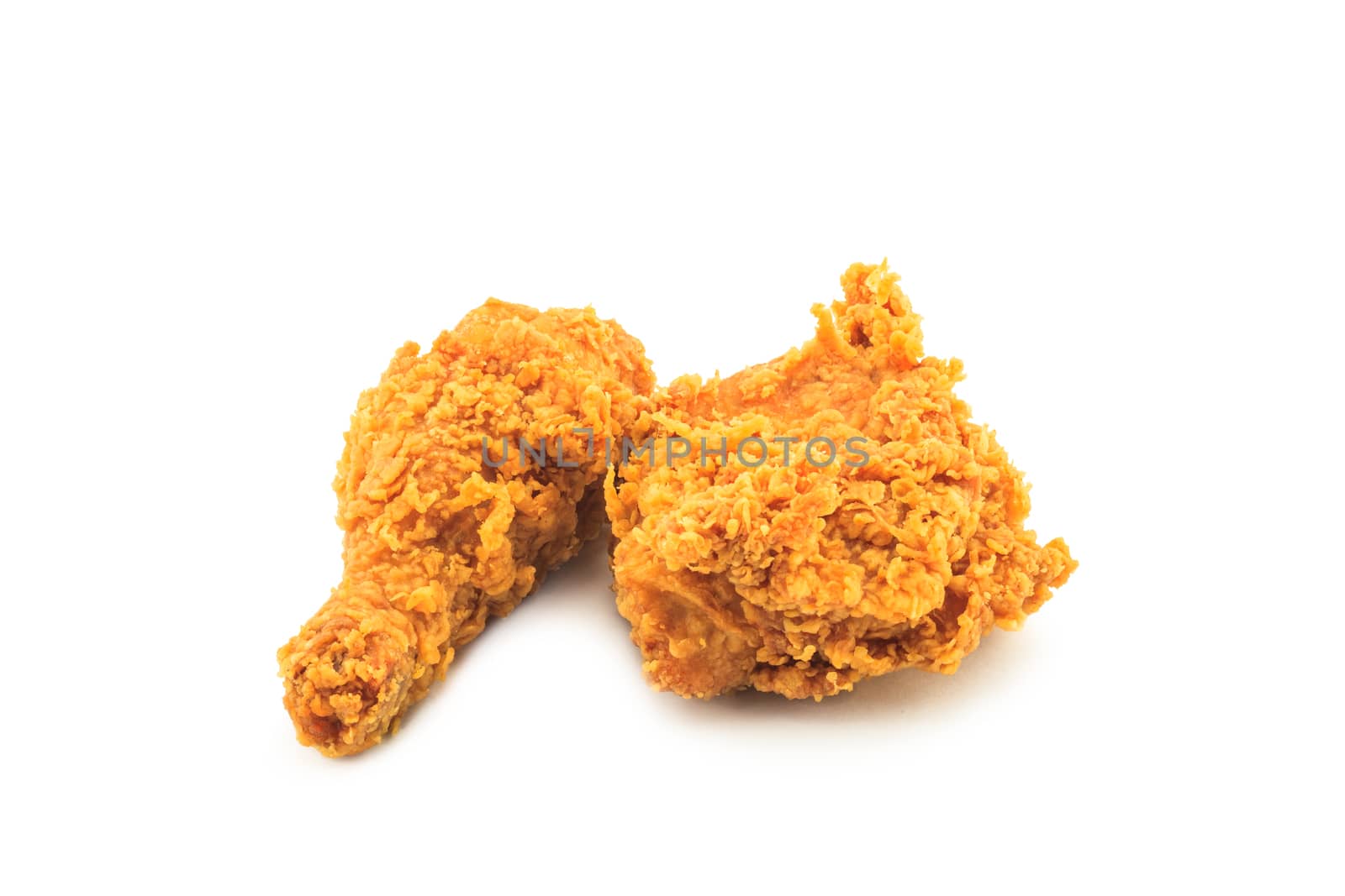 Fried chicken on white background