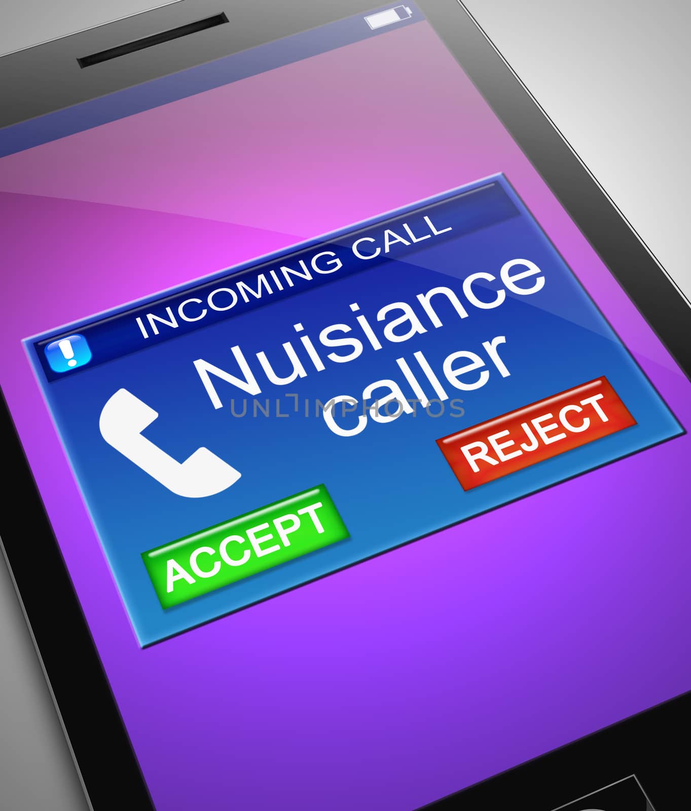 Illustration depicting a phone with a nuisance caller concept.