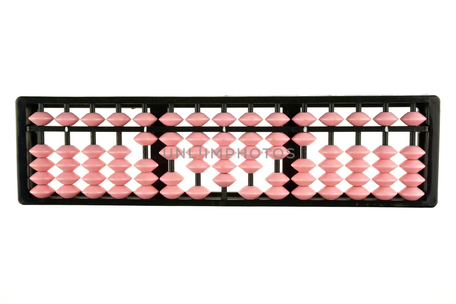 Pink and black abacus retro japan calculator isolated with white background.