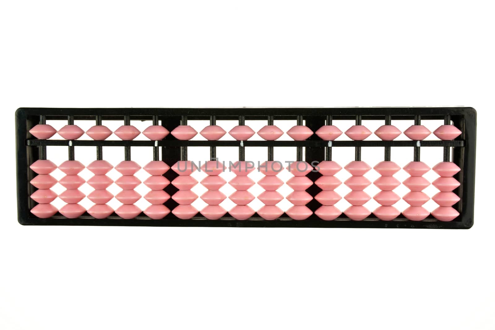 Pink and black abacus retro japan calculator isolated with white background.