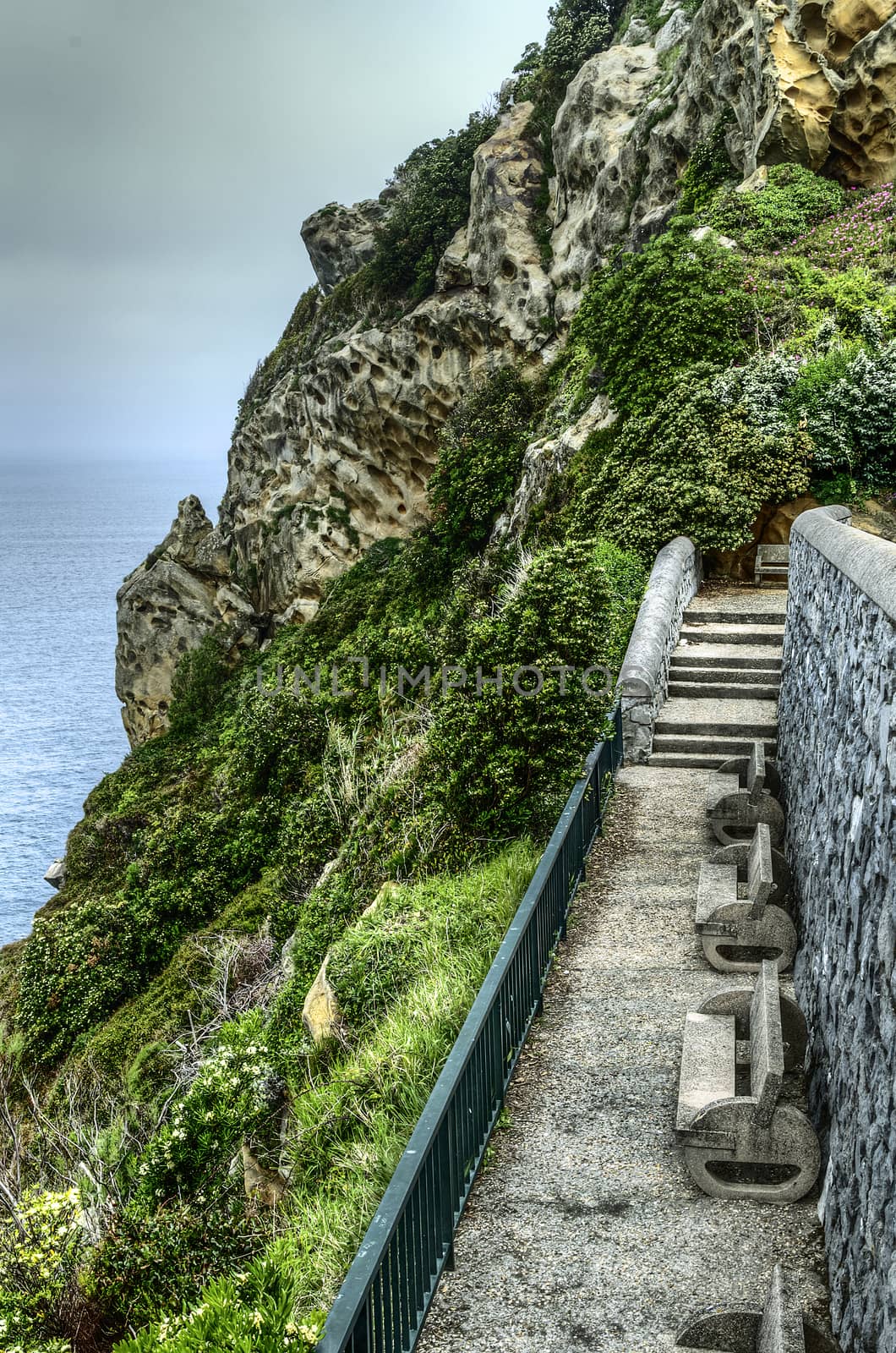 One peaceful place with view at the North Atlantic Ocean. The picture is taken in Getaria city, Spain.