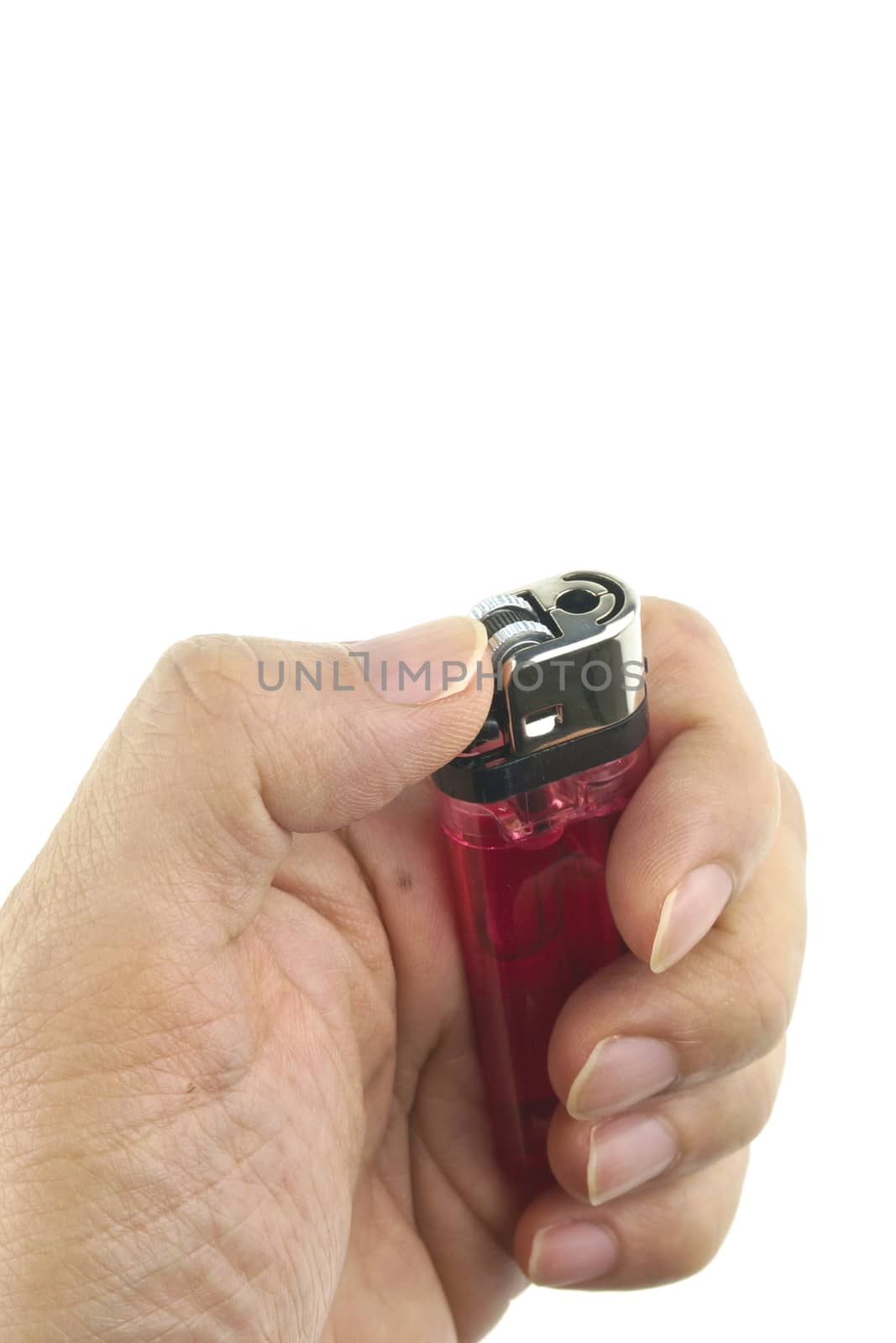 Hand hold lighter ready for lit isolated by eaglesky