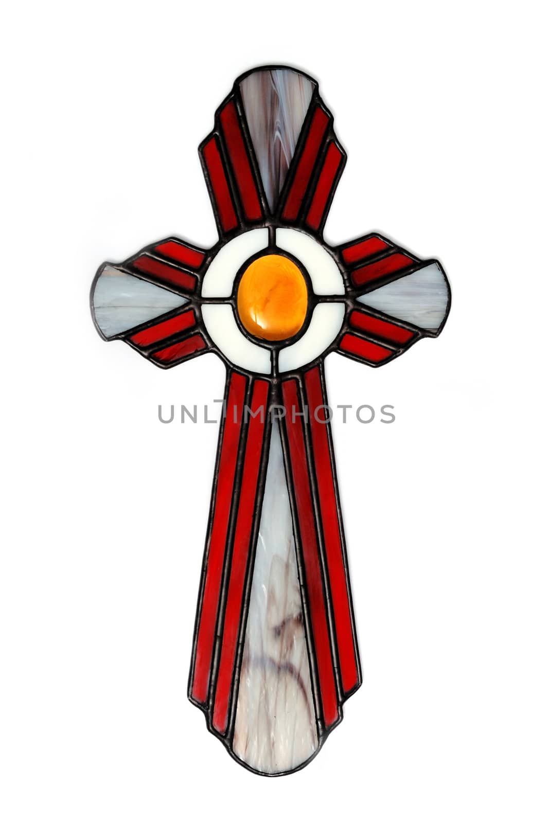 Stained glass cross made using the foil method
