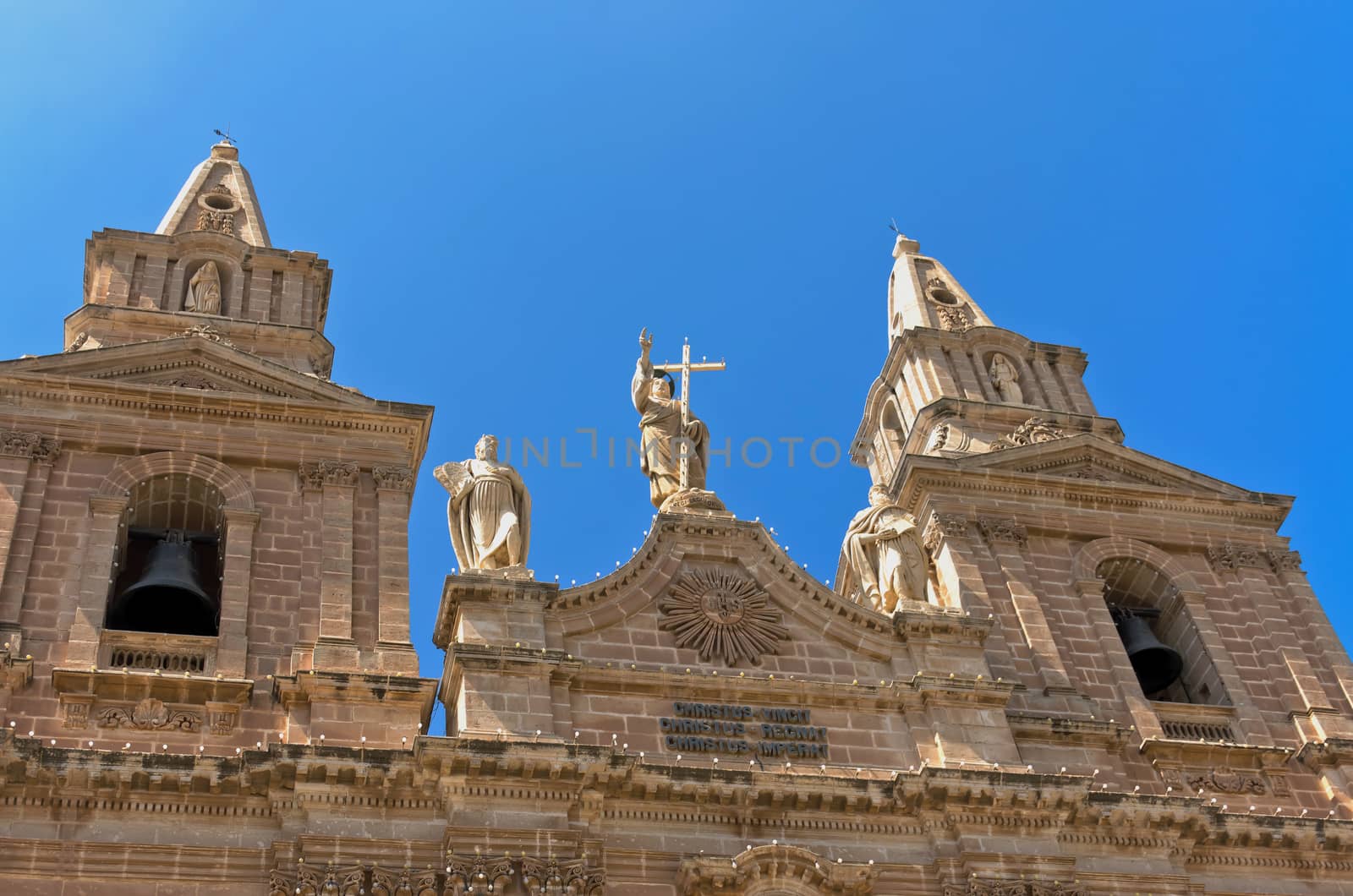 Bell towers of the Church of Our Lady of Victory – Mellieha, Malta.