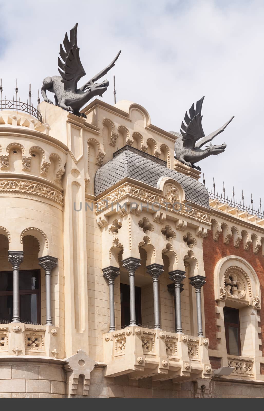 House with dragon sculptures, Ceuta, Spain