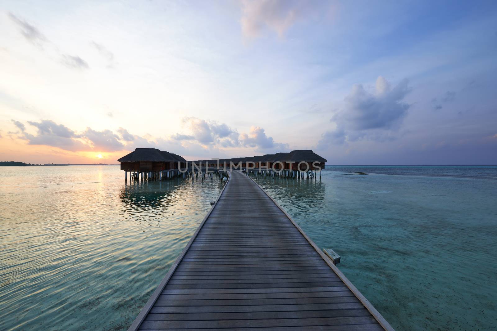 Beautiful sunset at Maldivian beach