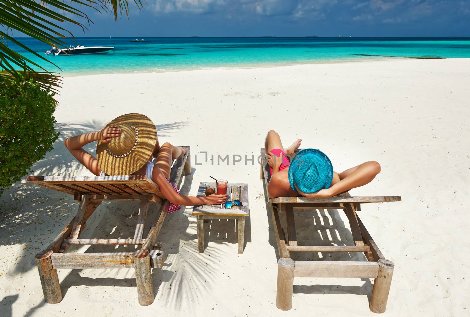 Couple on a tropical beach at Maldives