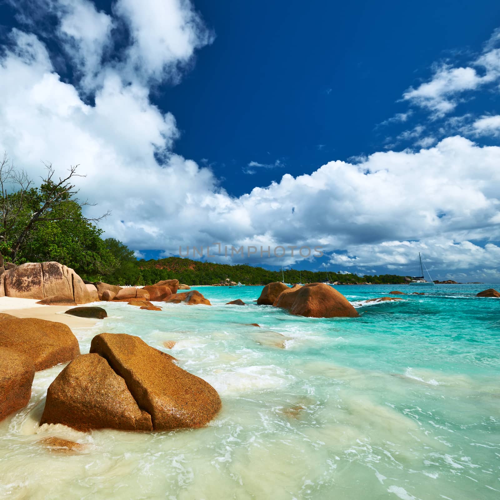 Beautiful beach at Seychelles, Praslin, Anse Lazio