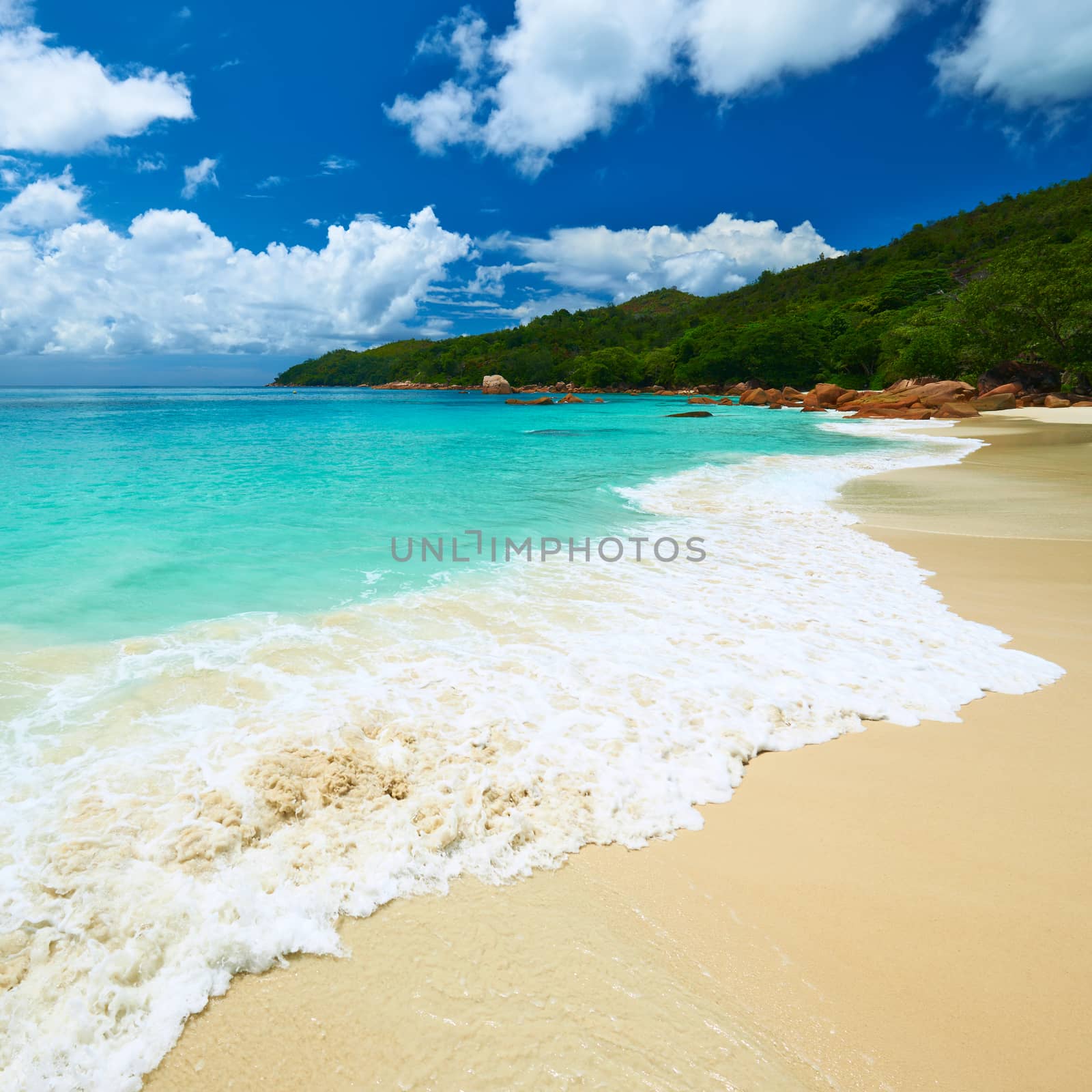 Beautiful beach at Seychelles, Praslin, Anse Lazio