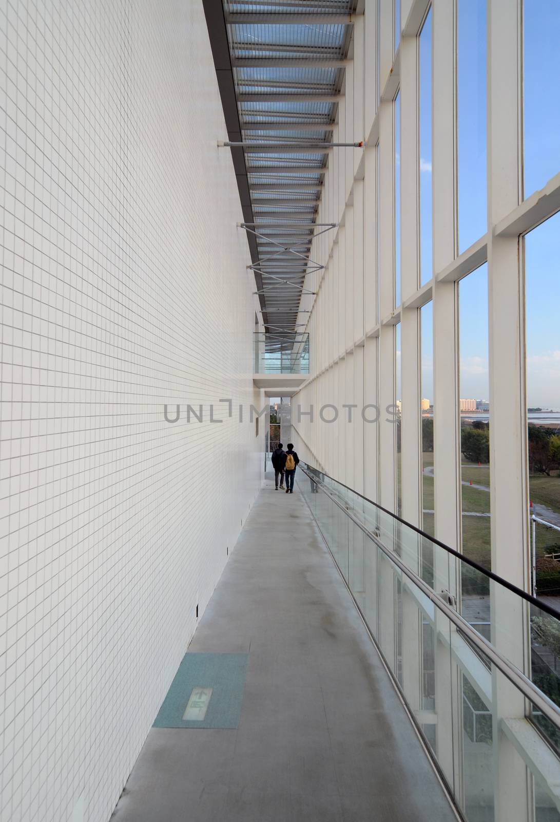 Abstract Long corridor in the modern building
